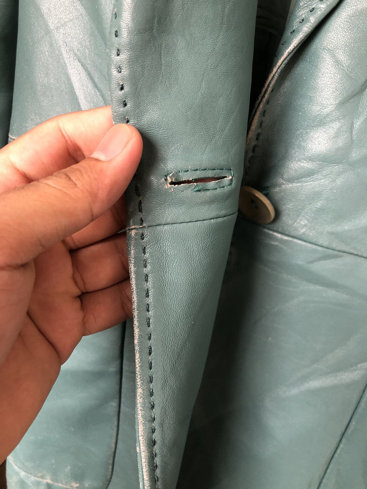Vintage Vintage Max Mara Distressed Leather Blazer Jacket Size M / US 6-8 / IT 42-44 - 16 Thumbnail