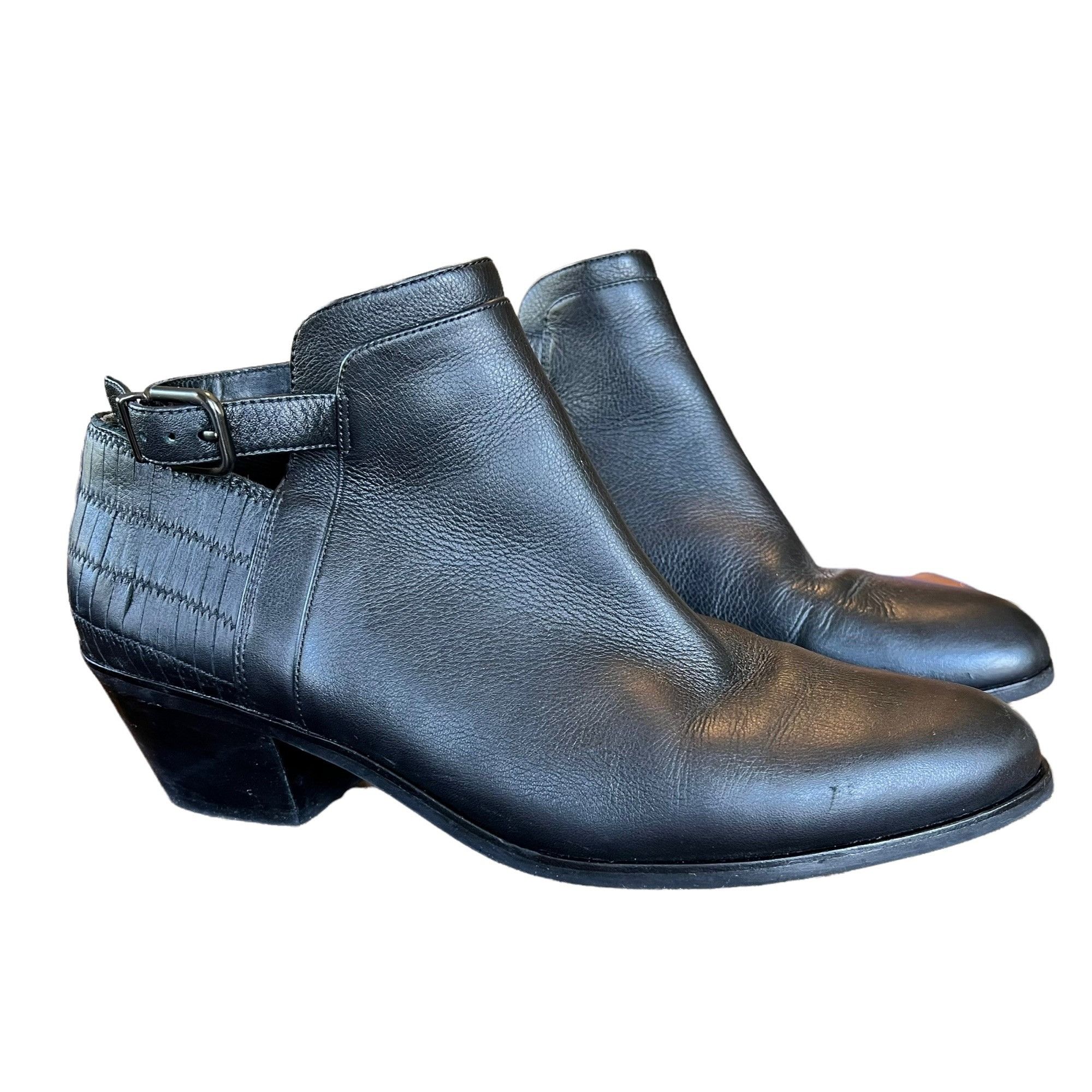 Other Via Spiga Soft Leather Black Ankle Block Chunky Heel Boots 1 Size US 10 / IT 40 - 1 Thumbnail