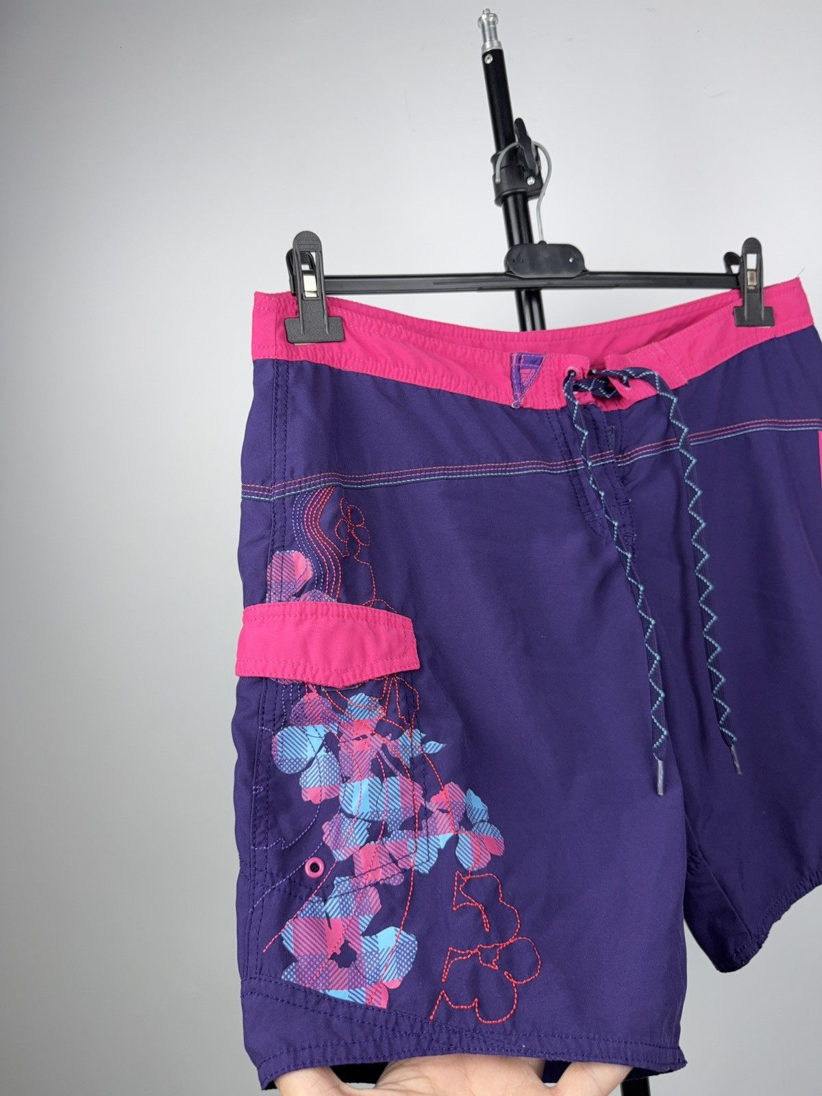Adidas Adidas Y2K Floral Board Shorts Purple Pink 3-Stripes Wmns M Size 32" / US 10 / IT 46 - 2 Thumbnail