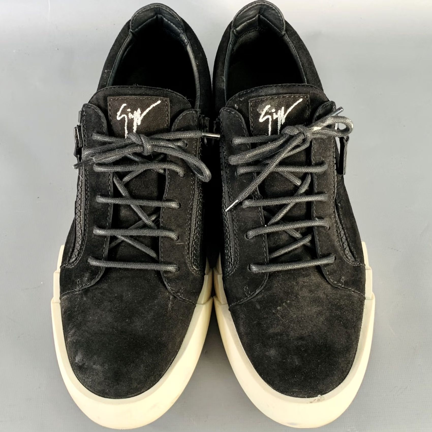 Giuseppe Zanotti GIUSEPPE ZANOTTI Black Suede Double Zipper Sneakers Size 12 Men Size US 12 / EU 45 - 4 Thumbnail