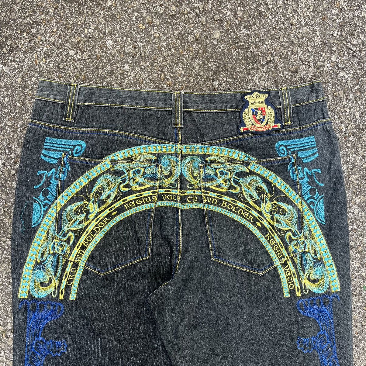 JNCO Vintage Crown Holder Arts Embroidery Denim Jeans Size US 40 / EU 56 - 10 Thumbnail