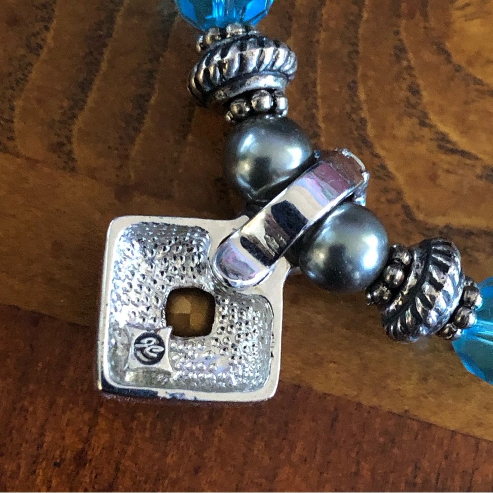 Handmade Handcrafted repurpose faceted blue crystal pendant necklace Size ONE SIZE - 13 Thumbnail