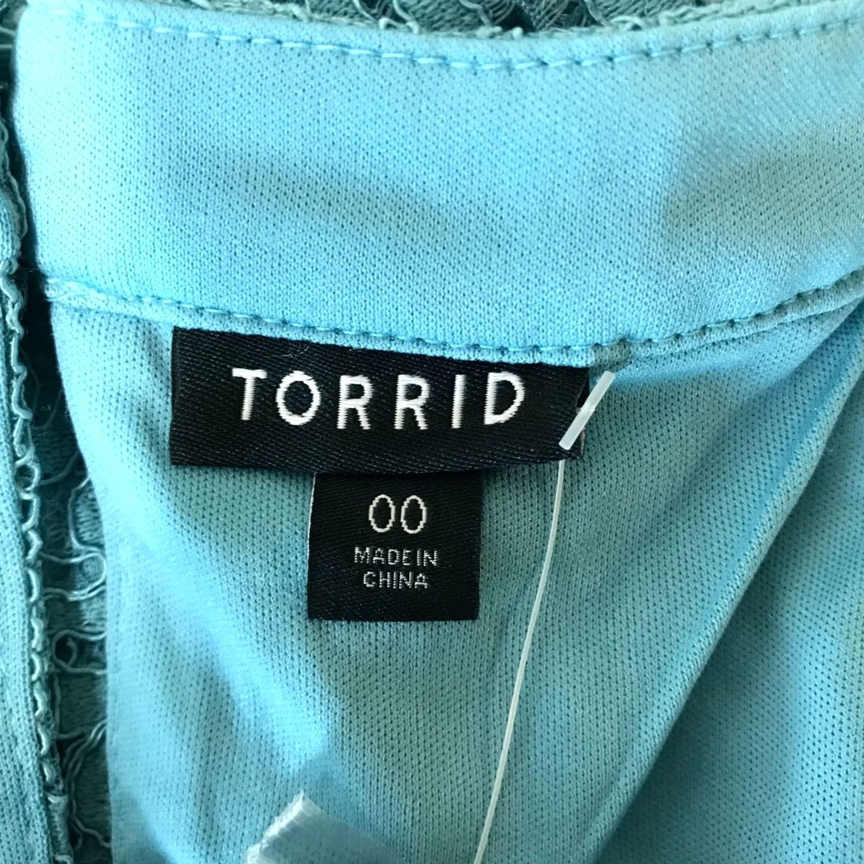 Torrid Torrid Women's 00 Blue Lace Mock Neck Rayon Blend Top Blouse Size XXS / US 00 / IT 34 - 5 Thumbnail