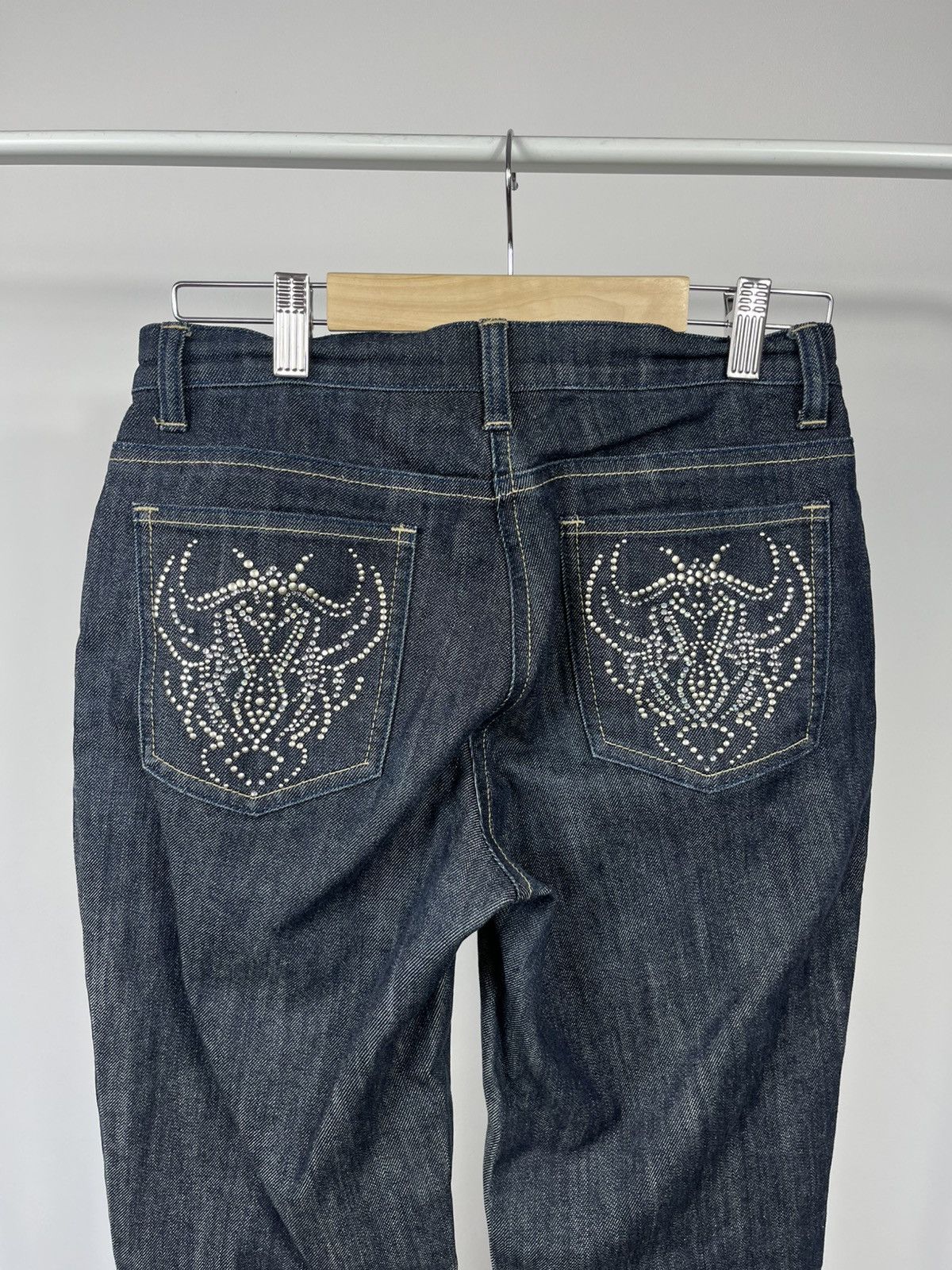 Other Y2K Studded Dark Wash Denim Jeans Rhinestone Back Pockets Size 27" / US 4 / IT 40 - 3 Thumbnail