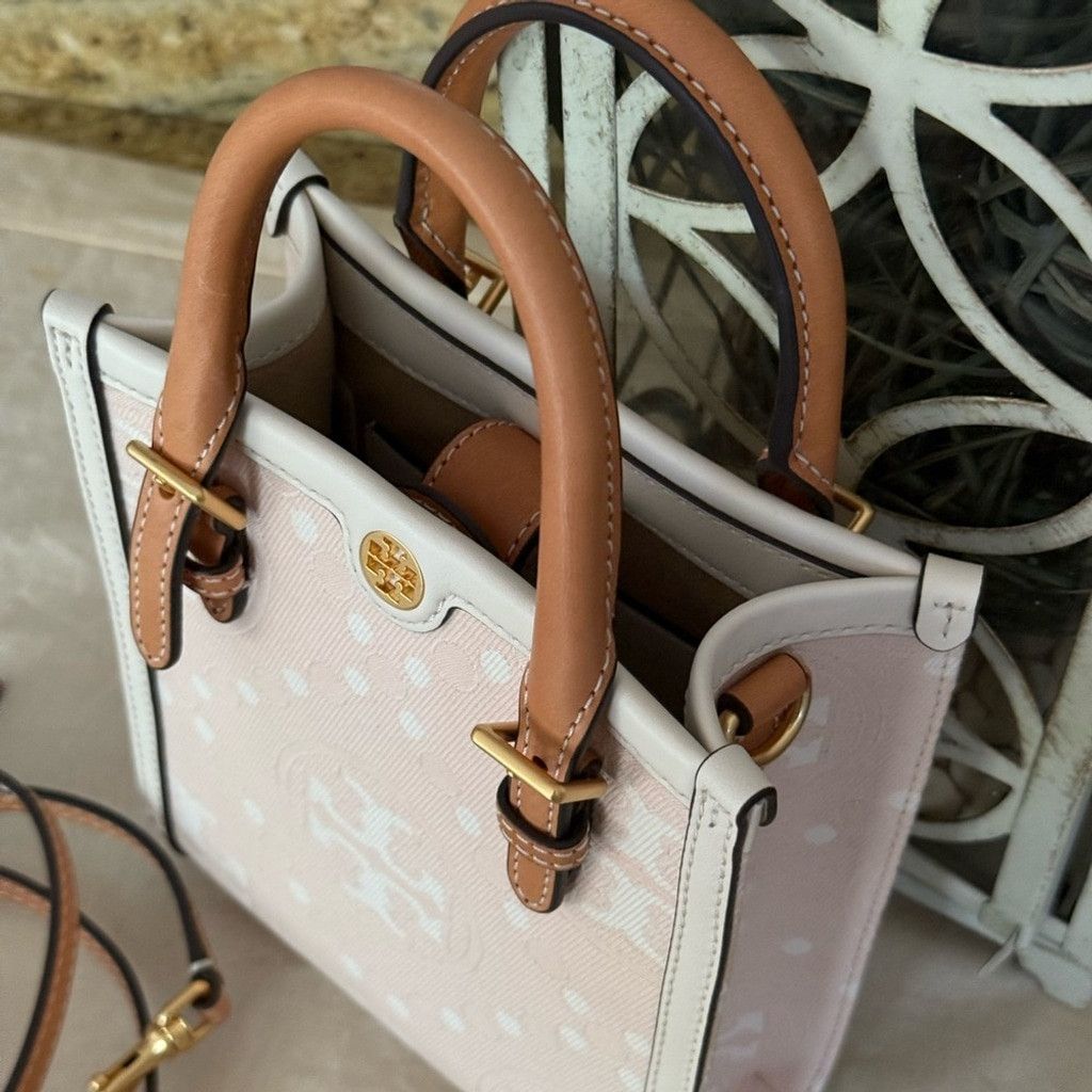 Tory Burch Tory Burch Mini T Monogram Perforated Leather Tote Crossbody Size ONE SIZE - 3 Thumbnail