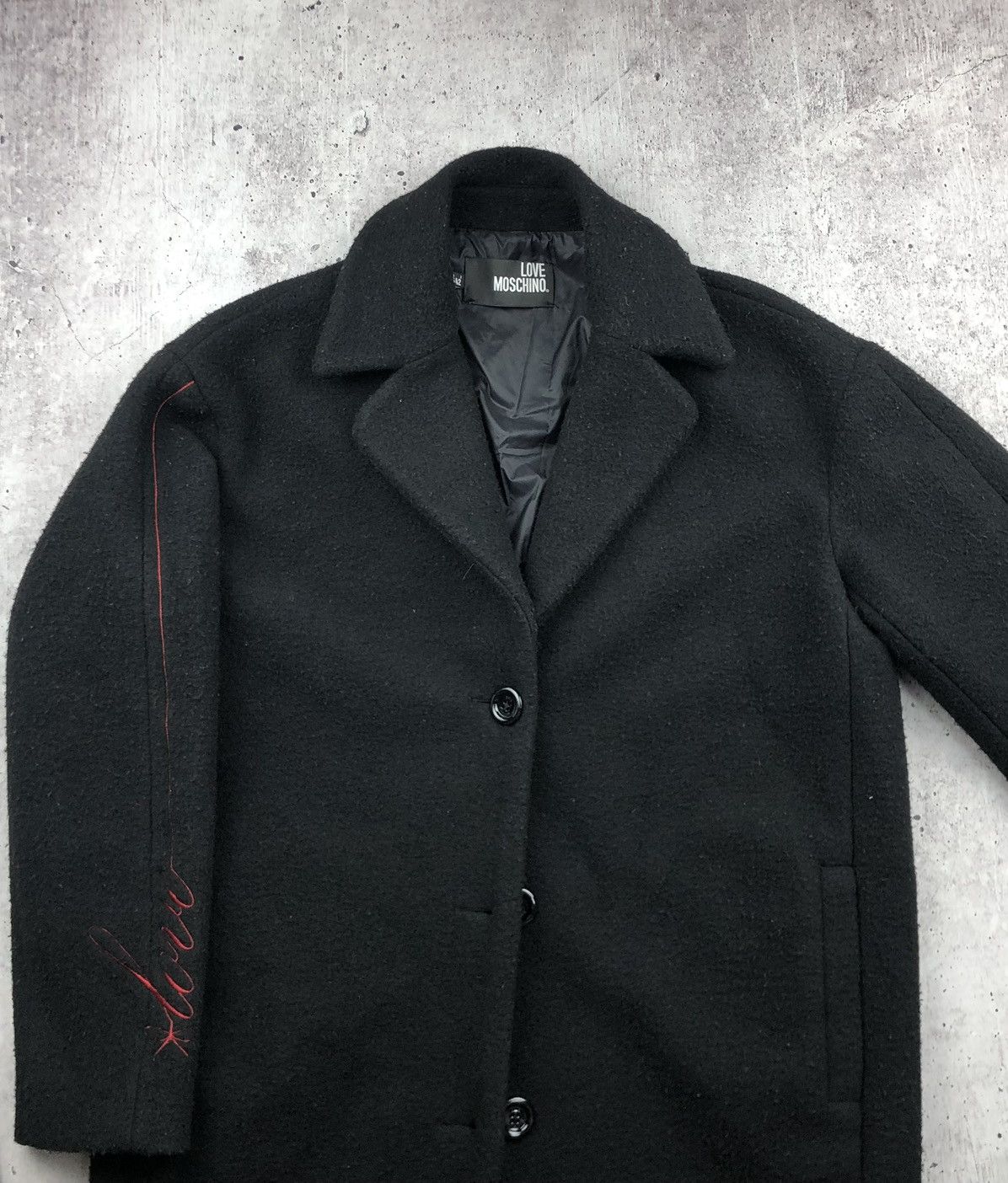 Love Moschino Love Moschino Womens Wool Blend Pea Coat Long Jacket Size M / US 6-8 / IT 42-44 - 2 Thumbnail