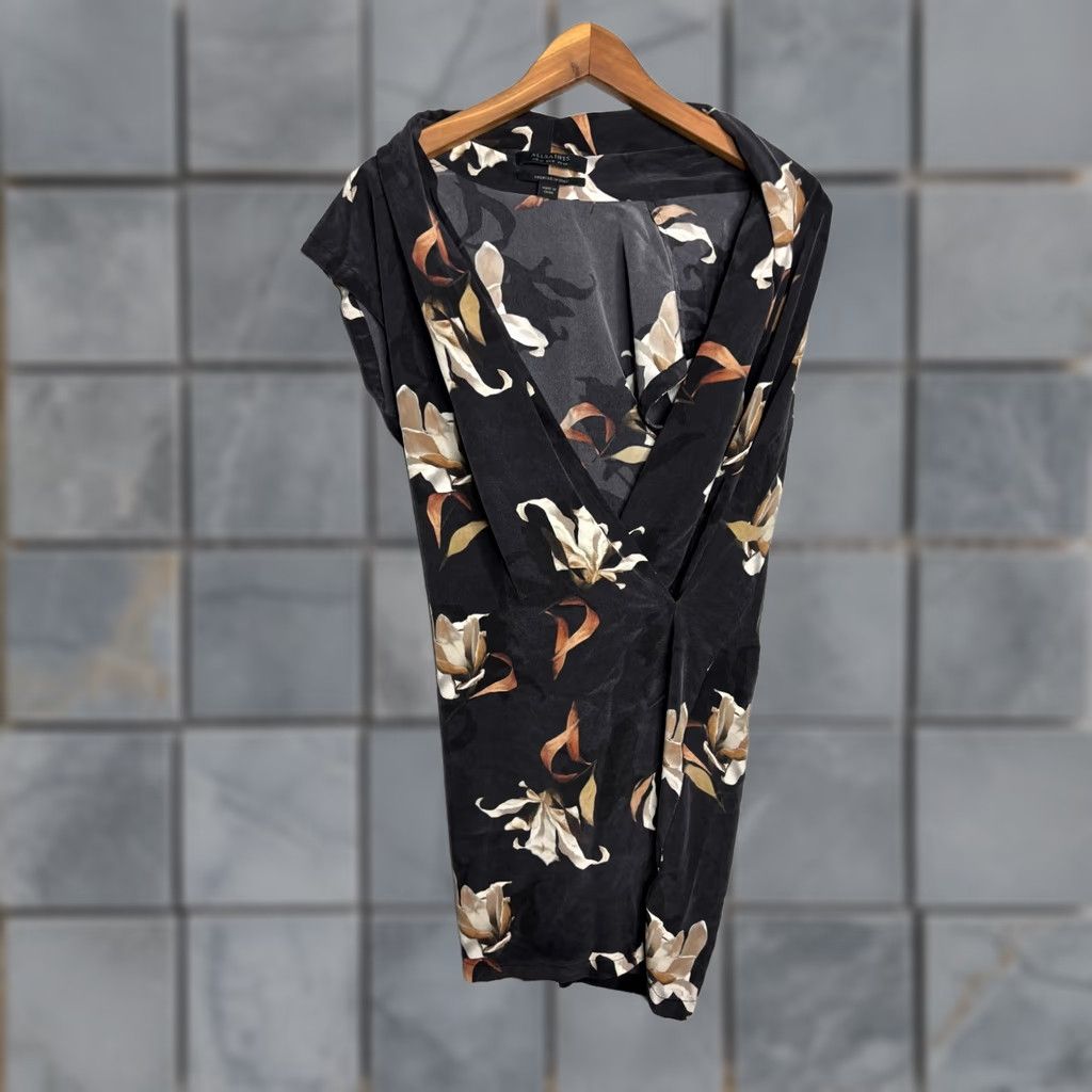 Allsaints All Saints Floral Draped Dress Womens Size 6 Mink Silk Sleeveless Short Dress 8/10 Casual Party/Cocktail Travel Vintage No 5337 Size M / US 6-8 / IT 42-44 - 1 Thumbnail