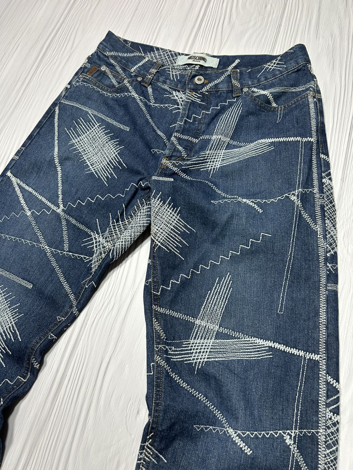 Moschino Rare Vintage Moschino Embroidered Stitch Denim Jeans Size US 33 - 6 Thumbnail