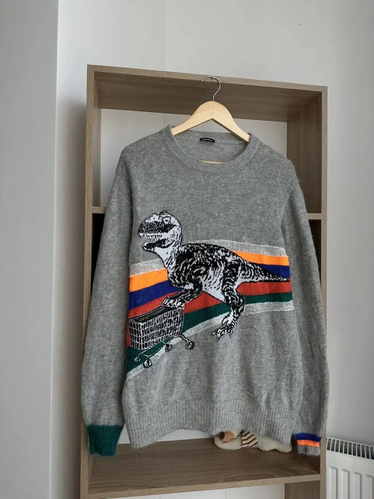 Vintage Diesel T-Rex Grey Wool Sweater