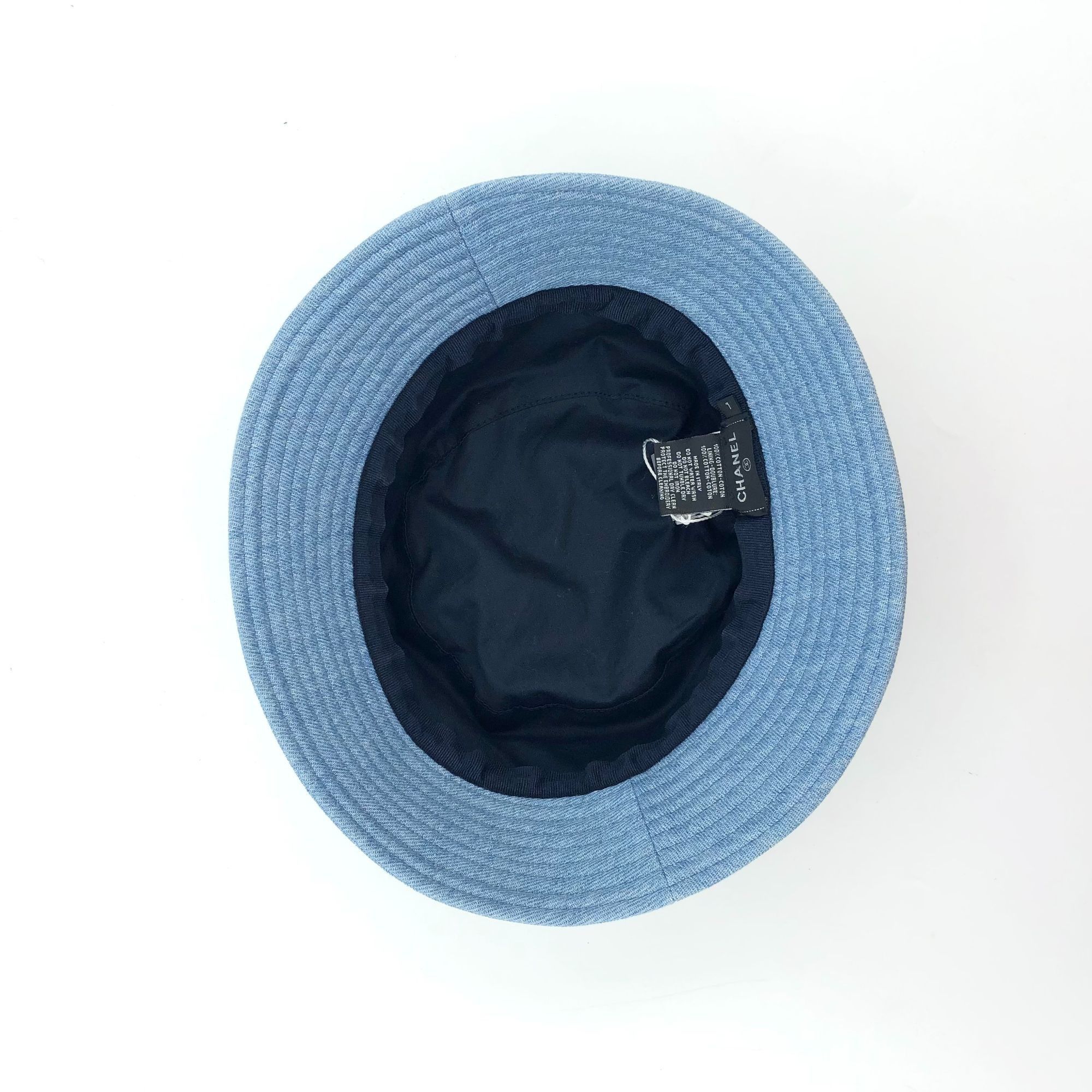 Chanel Chanel Blue Cotton Fishermans Bucket Hat W/ Sequin Logo Made Size ONE SIZE - 4 Thumbnail
