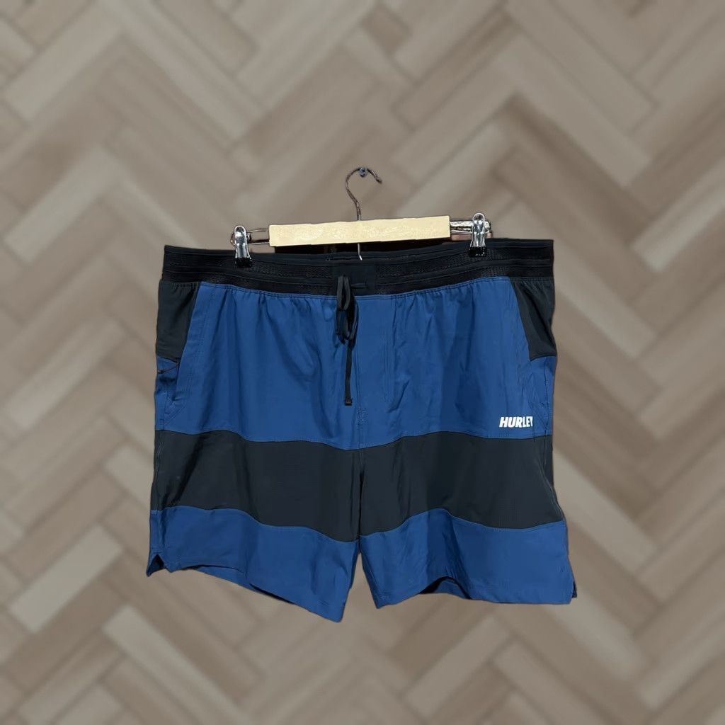 Hurley Hurley Mens Athletic Shorts Blue Striped 2XL - Regular Size Activewear Popular Shorts Mens Size US 39 - 1 Thumbnail