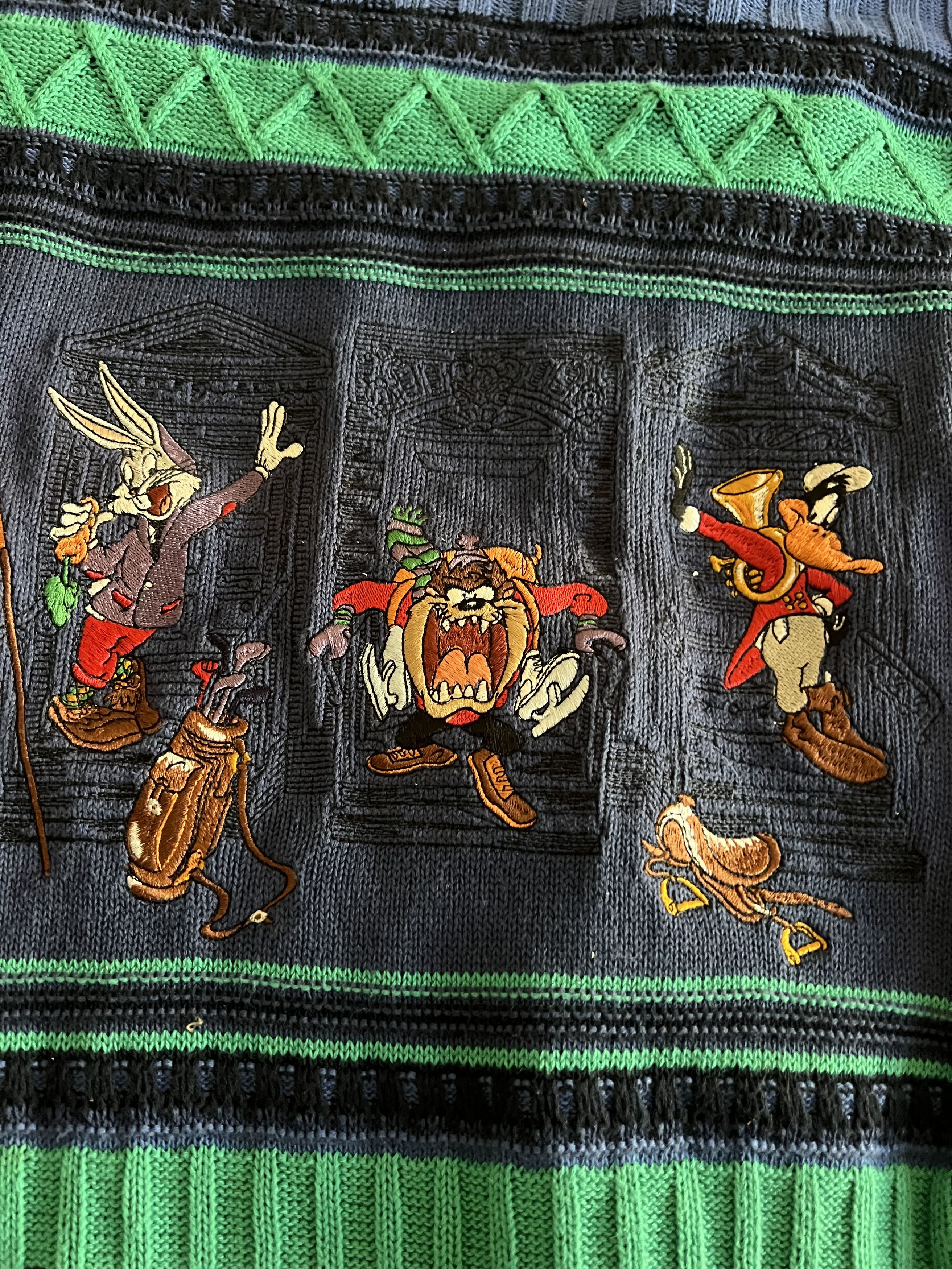 Disney × Mickey Unlimited × Vintage Vintage LOONEY TUNES X Lario Sweater Co Knit Sweater Golf Size US M / EU 48-50 / 2 - 2 Thumbnail