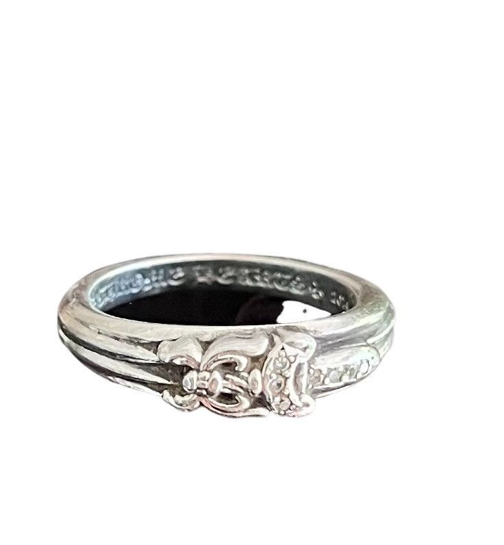 image of Baby Classic Dagger Silver And Diamond Chrome Hearts Ring, Women's