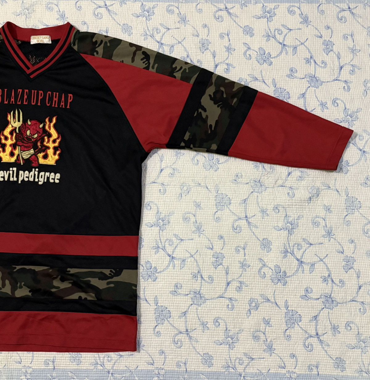 Vintage Blaze up Chap Shirt V Collar Shirt Embroidery Devil Size US L / EU 52-54 / 3 - 3 Thumbnail