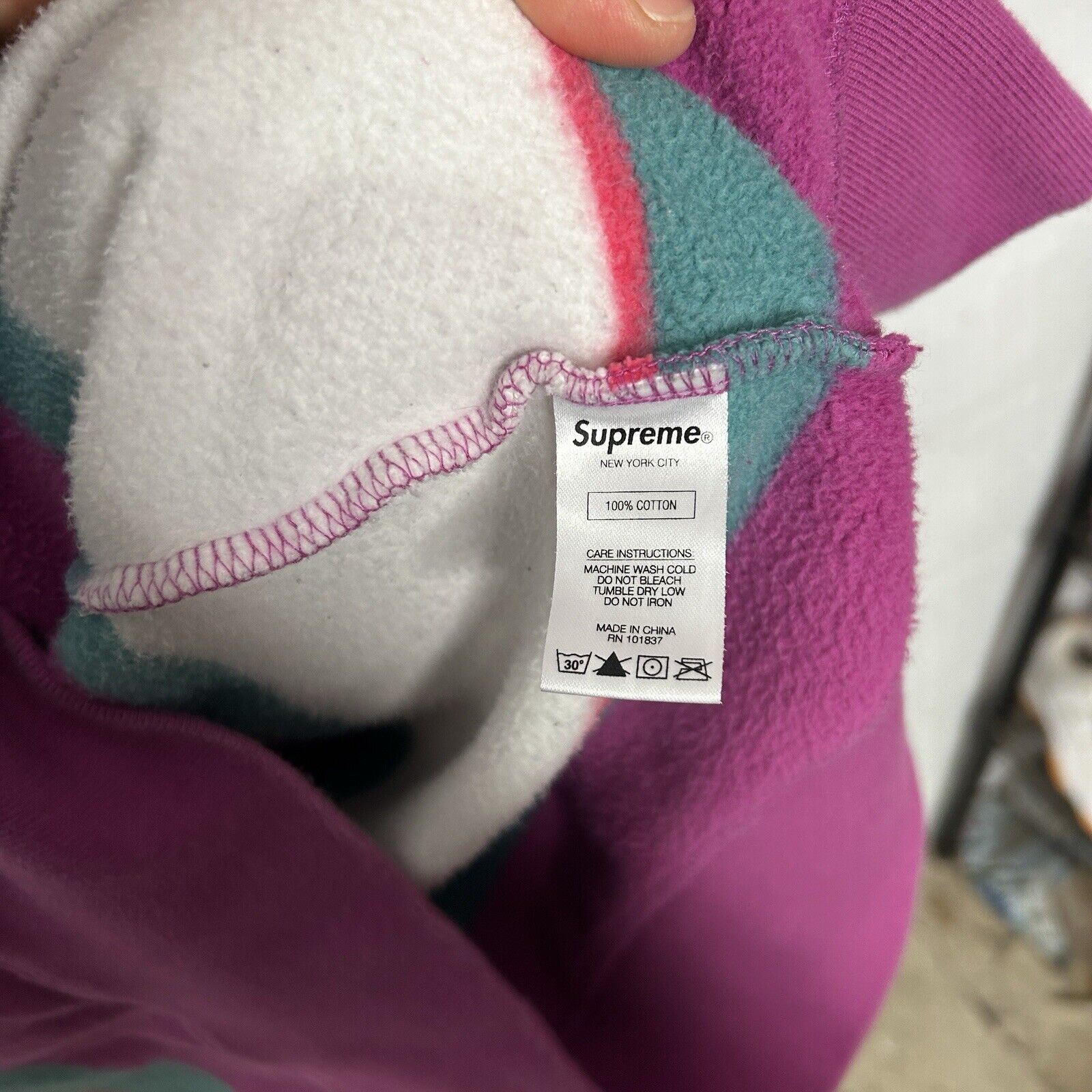 Supreme Supreme Stripe Hooded Sweatshirt “Dusty Magenta” FW19 Size US L / EU 52-54 / 3 - 7 Thumbnail