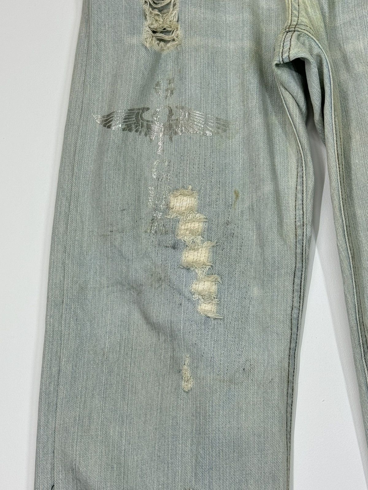 14th Addiction × If Six Was Nine × Le Grande Bleu (L.G.B.) GOTCHA WING CLAW MARKS THUNDERS DISTRESSED DENIM JEANS Size US 31 - 8 Thumbnail
