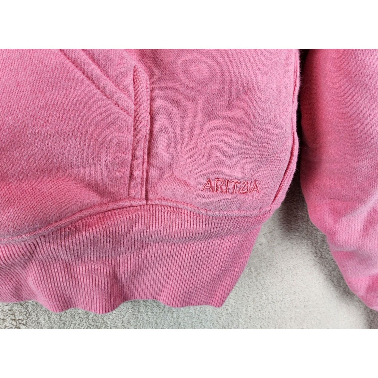 Aritzia Aritzia Hoodie Womens Pink Size M Cropped Sweatfleece Boyfriend Fit Full Zip Hooded Pockets Oversized Size M / US 6-8 / IT 42-44 - 2 Thumbnail