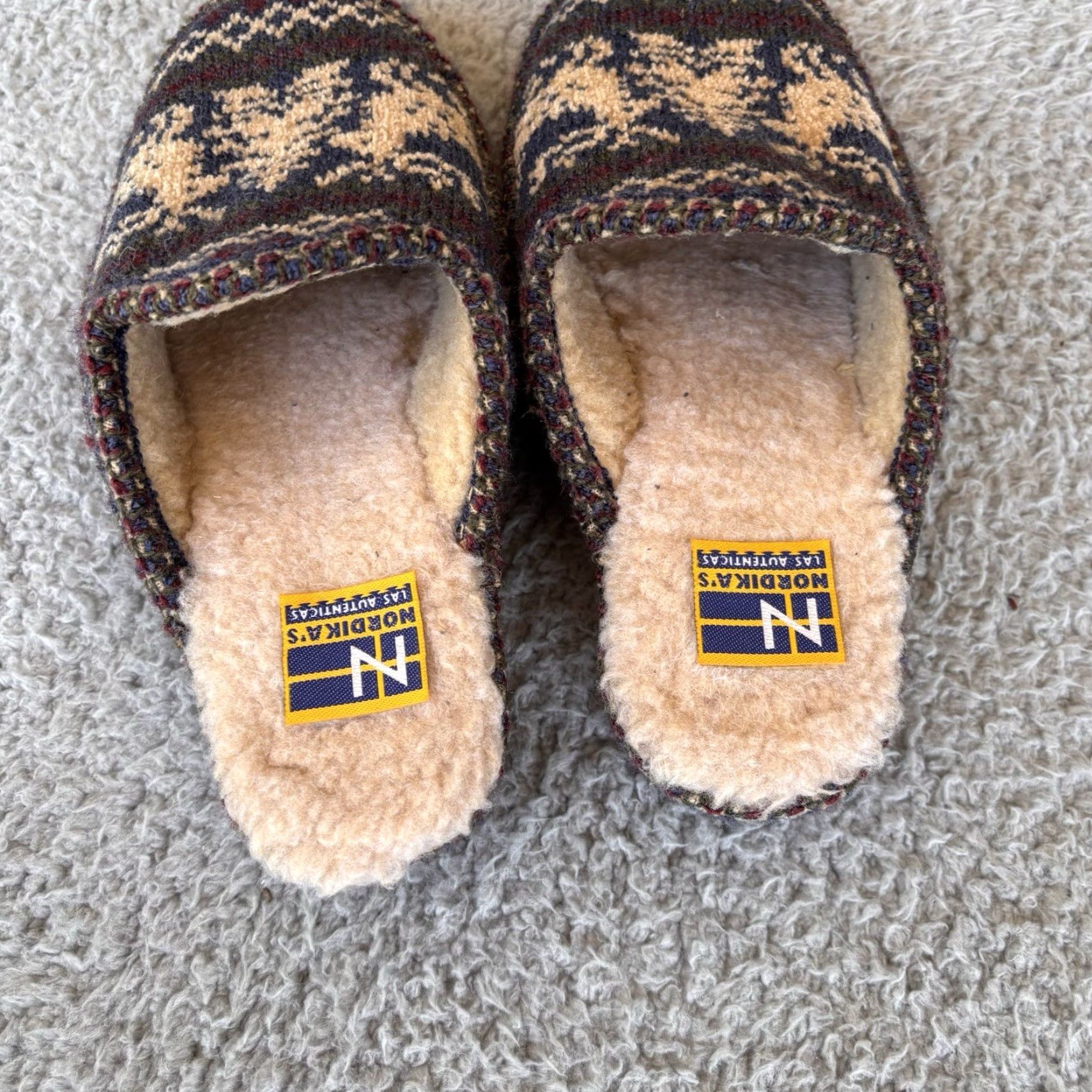 Vintage Nordikas Slip On Mule Slippers Women’s 9.5 Blue Cotton Blend Flat Winter Casual Shoes Size ONE SIZE - 2 Thumbnail