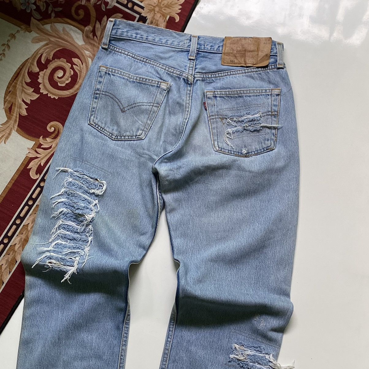 Japanese Brand × Levi's × Vintage RARE 💰 Vintage Levi’s 501 Rebuild Rips Grunge Denim " SAMPLE Size US 29 - 8 Thumbnail