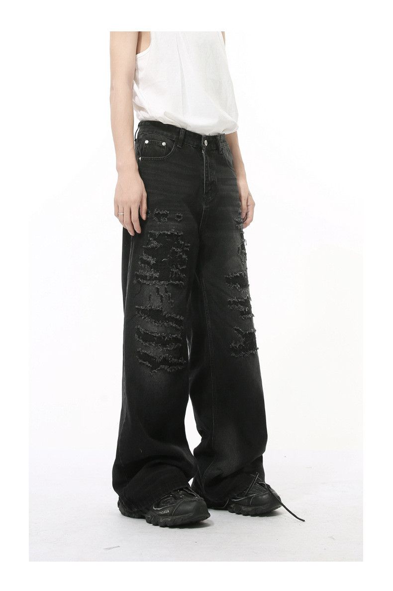 Japanese Brand × Jean Street washed distressed loose versatile wide-leg jeans Size US 32 / EU 48 - 5 Thumbnail