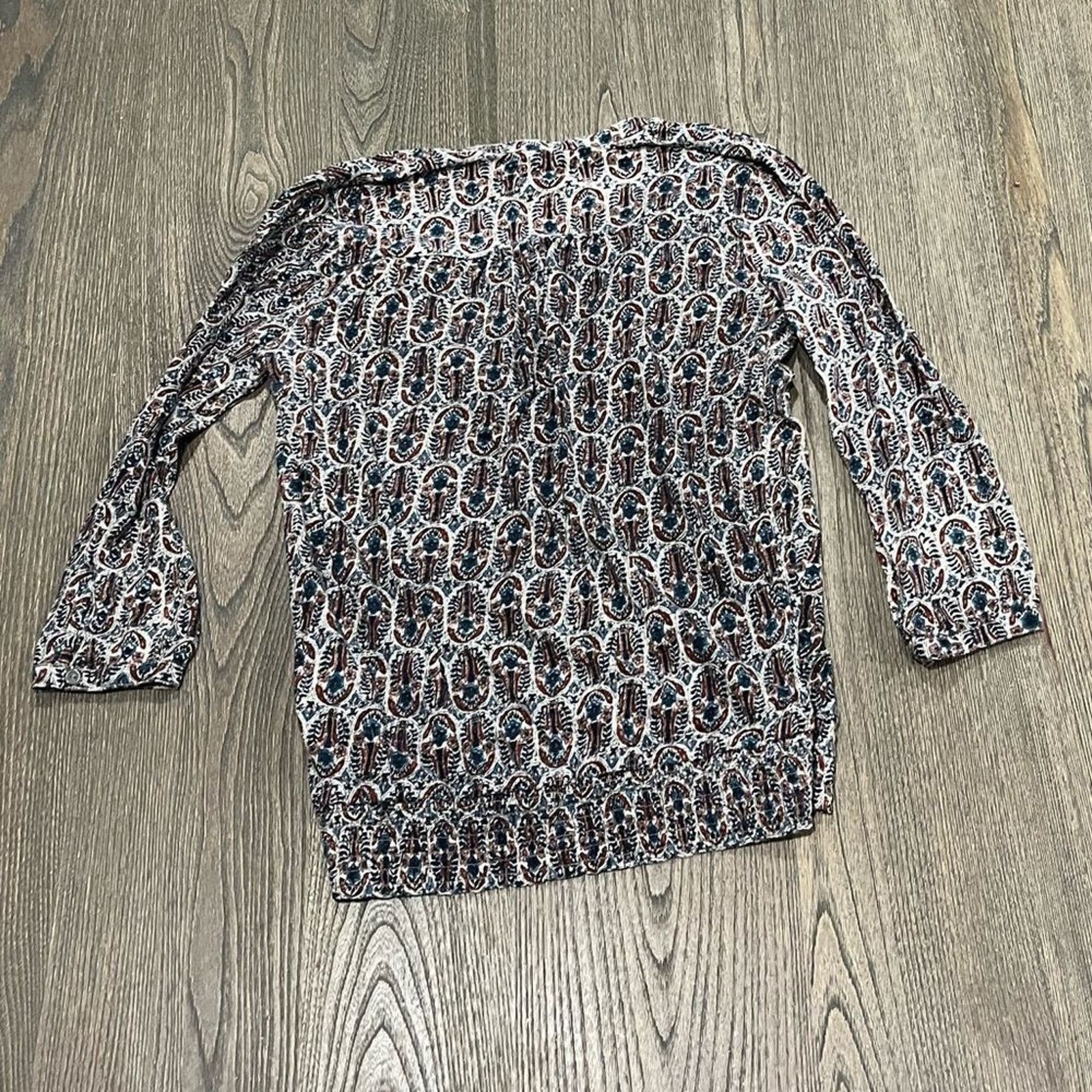 Lucky Brand Lucky Brand Boho Floral Leaf Print 3/4 Length CottonBlouse S Size S / US 4 / IT 40 - 3 Thumbnail
