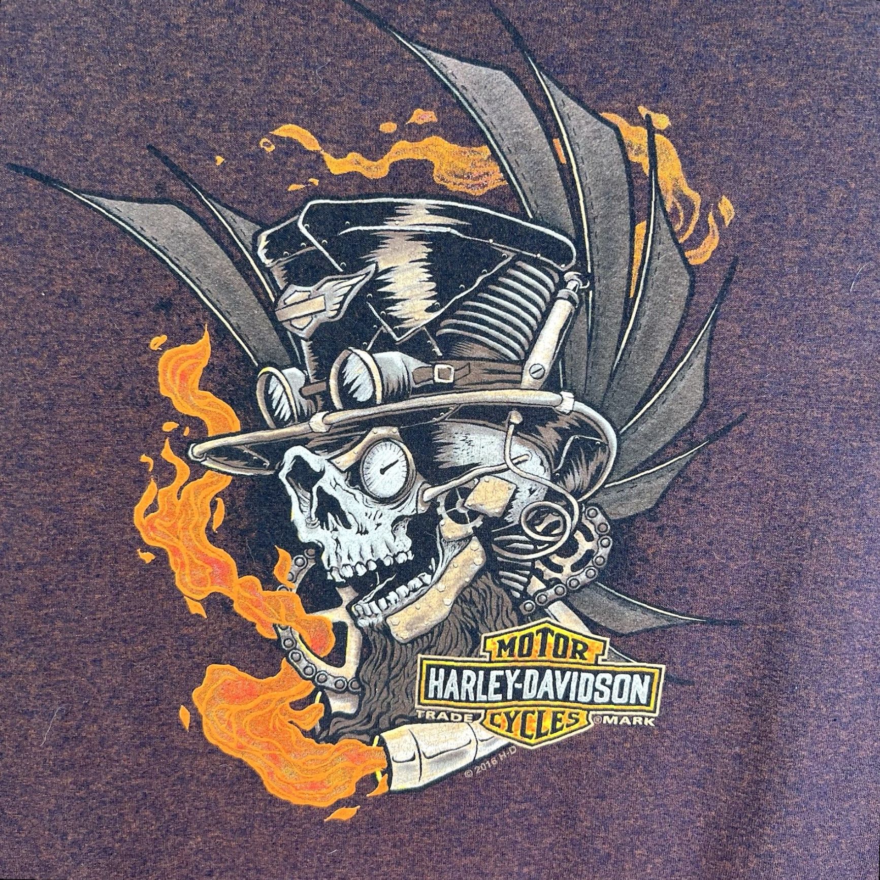Harley Davidson Harley-Davidson Shirt Men's 2XL Maroon Short Sleeve Graphic Print Raging Bull T-Shirt Size US XXL / EU 58 / 5 - 2 Thumbnail
