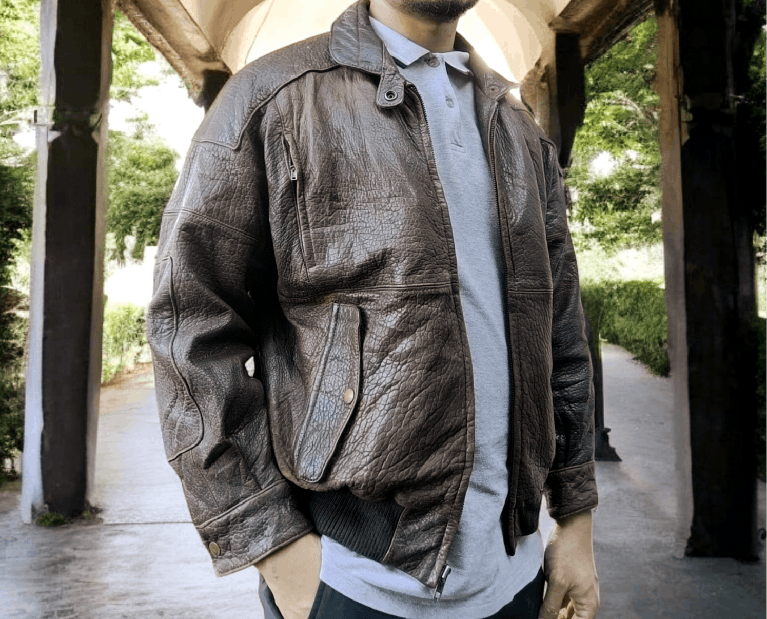 Genuine Leather × Vintage VINTAGE LEATHER JACKET SHEEPSKIN BOMBER LEATHER JACKET Size US M / EU 48-50 / 2 - 1 Thumbnail