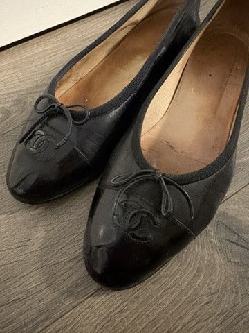 Chanel Chanel Interlocking CC Leather Ballet Flats Black Size US 8.5 / IT 38.5 - 3 Thumbnail