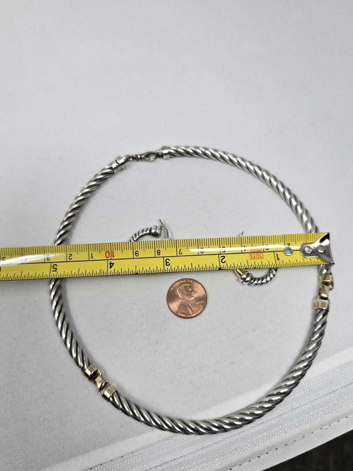 Other 925 Sterling Silver 18K Gold Cable Choker + Huggie Set Size ONE SIZE - 6 Thumbnail