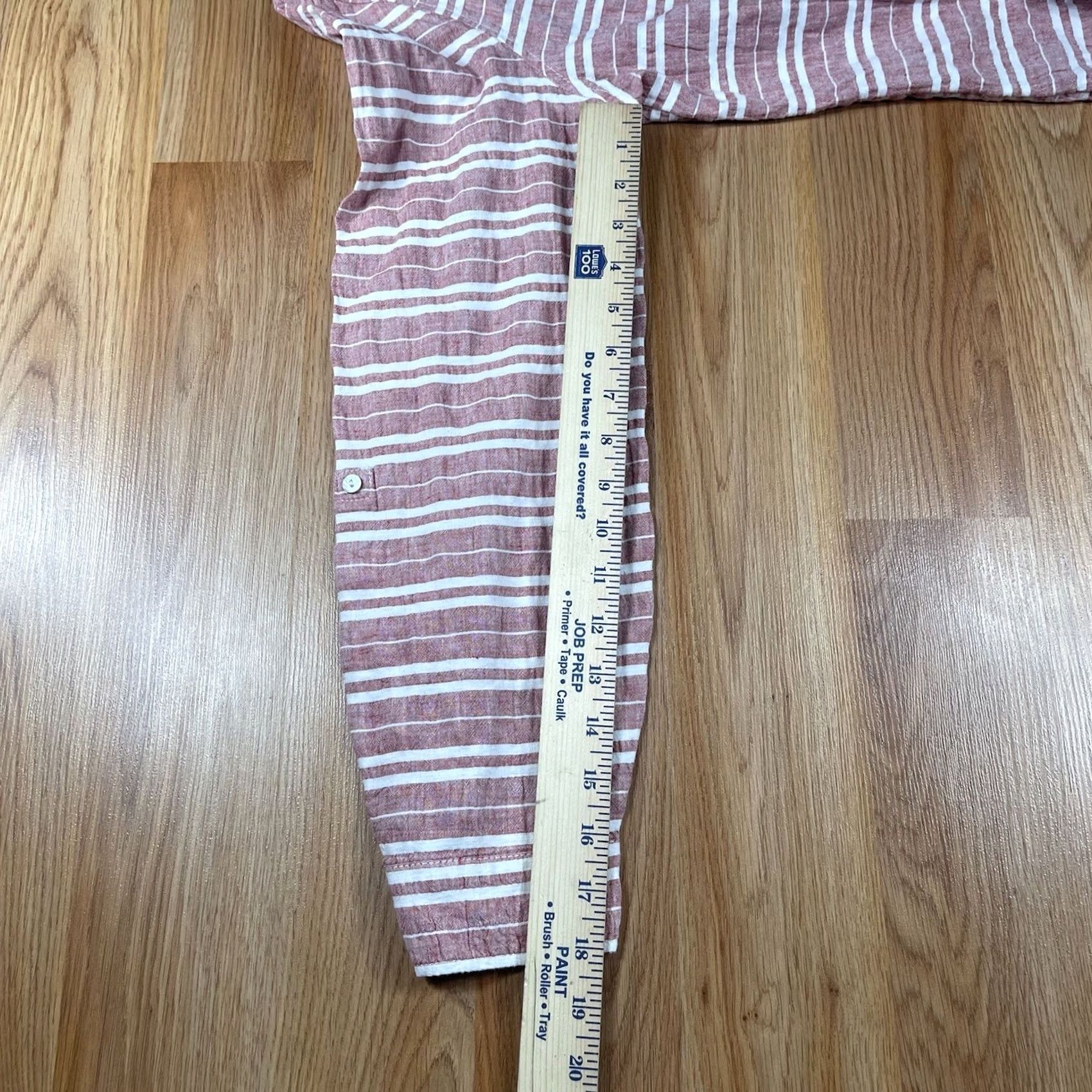 Jones New York JNY Jones NY Linen Blend Striped Long Roll Tab Sleeve Button Up Shirt Womens M Pink Shirt Ladies M Size M / US 6-8 / IT 42-44 - 7 Thumbnail