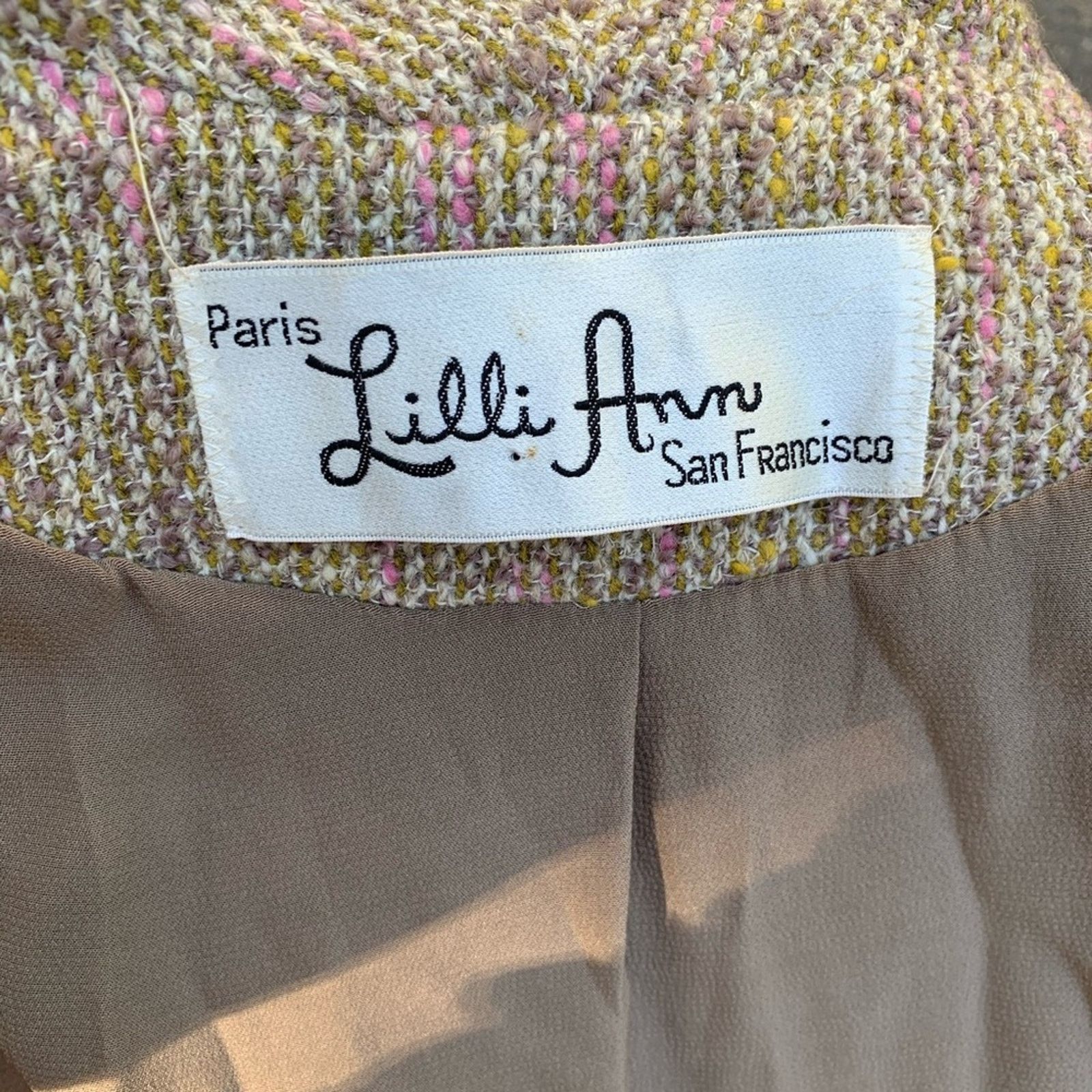 Vintage Vintage Lilli Ann Paris open front tan wool jacket LARGE? Size L / US 10 / IT 46 - 2 Thumbnail
