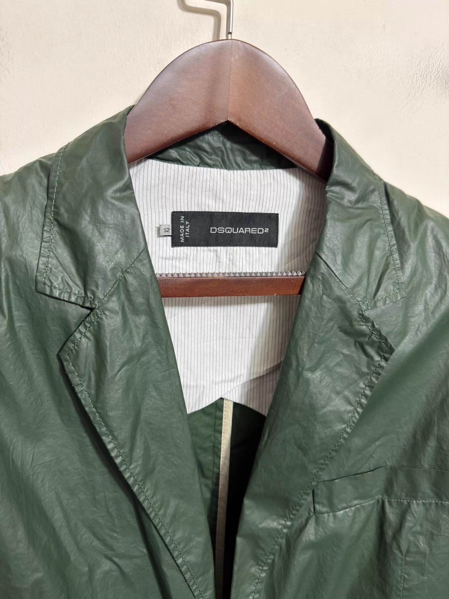 Dsquared2 Dsquared2 Resin Coated Dark Green Fitted Blazer Size US L / EU 52-54 / 3 - 3 Thumbnail