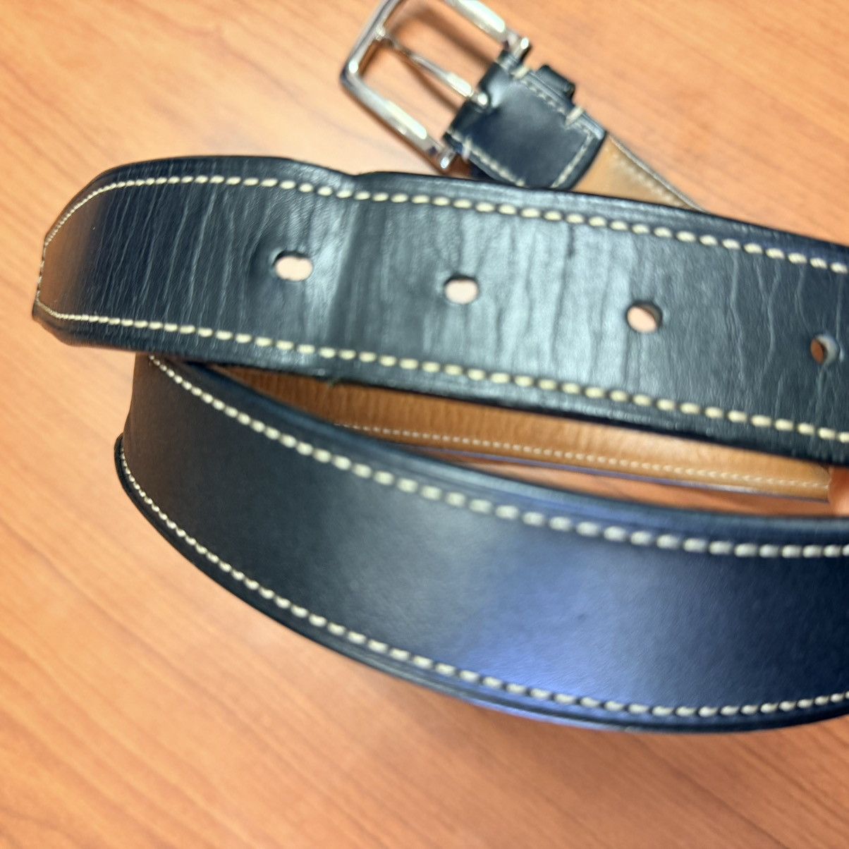 Coach Coach Black Leather Belt Contrast Stitch Silver Buckle 80cm Size 32 - 21 Thumbnail