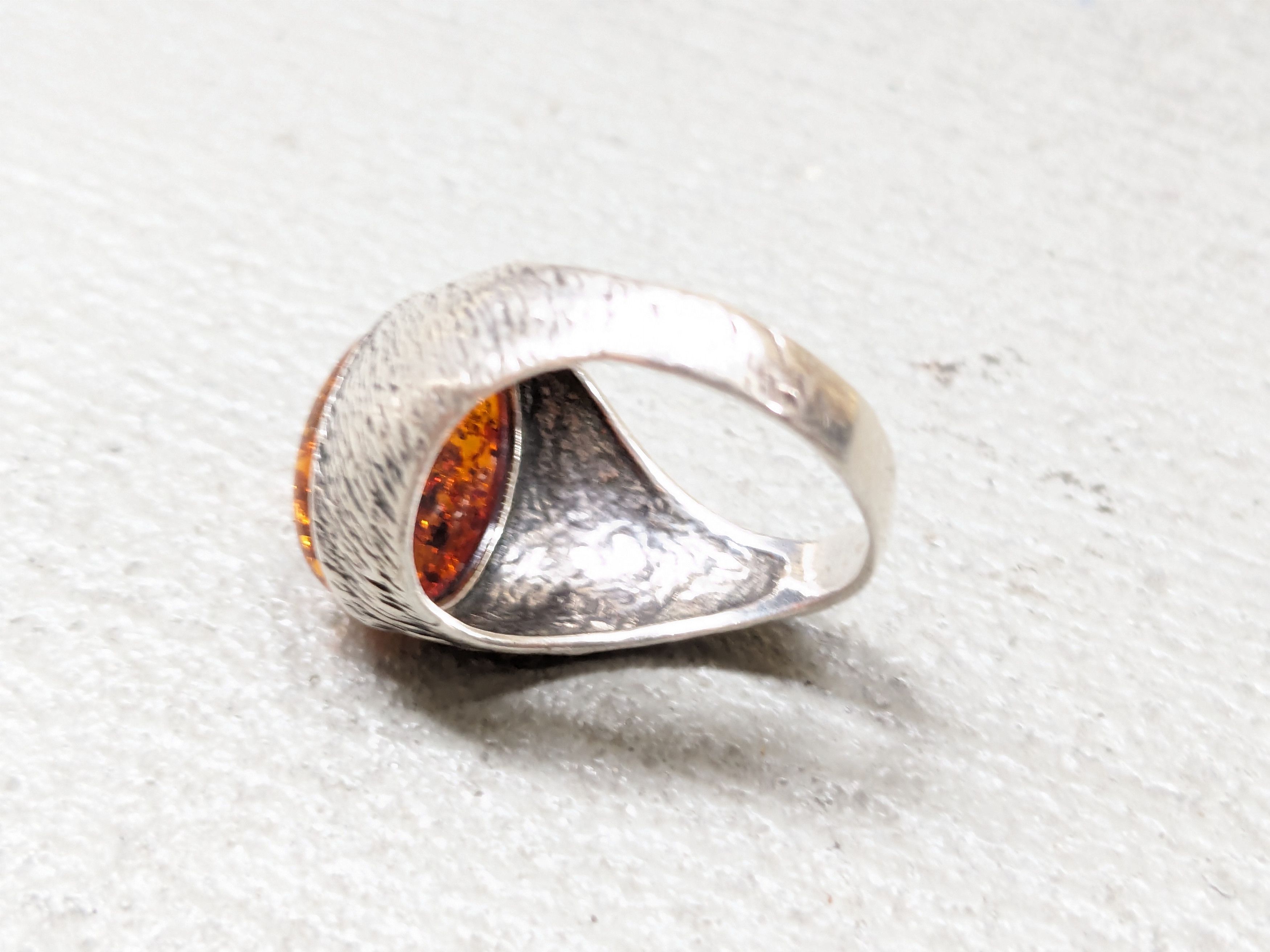 Other Vintage Sterling Silver Ring Amber Size 8.5 Minimalist Oval Size ONE SIZE - 11 Thumbnail