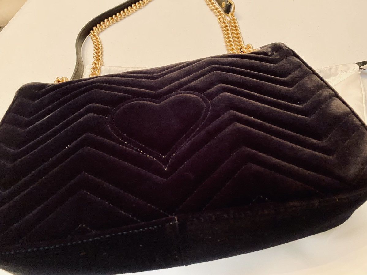 Gucci Gucci 🇮🇹 Black Velvet Matelasse Medium 2.0 GG Marmont Bag New Size ONE SIZE - 4 Thumbnail