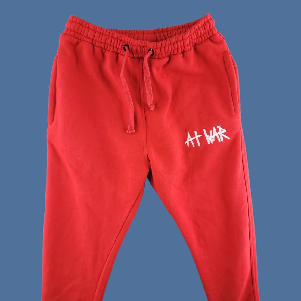 Vintage At War Worldwide Sweatpants Mens Medium Cuffed Joggers Red Streetwear Red Size US 31 - 1 Thumbnail