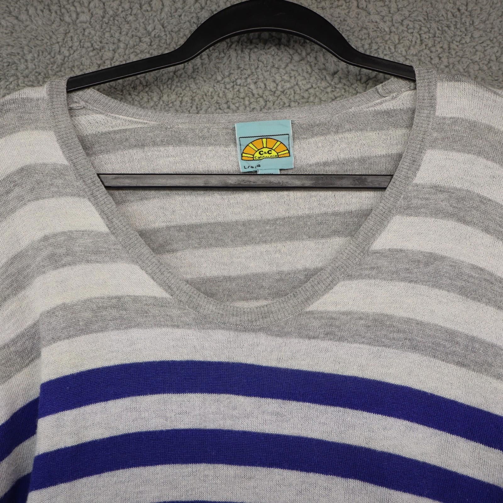 Other Women Large Knit Sweater Striped Cotton Grey C&C California Size L / US 10 / IT 46 - 2 Thumbnail