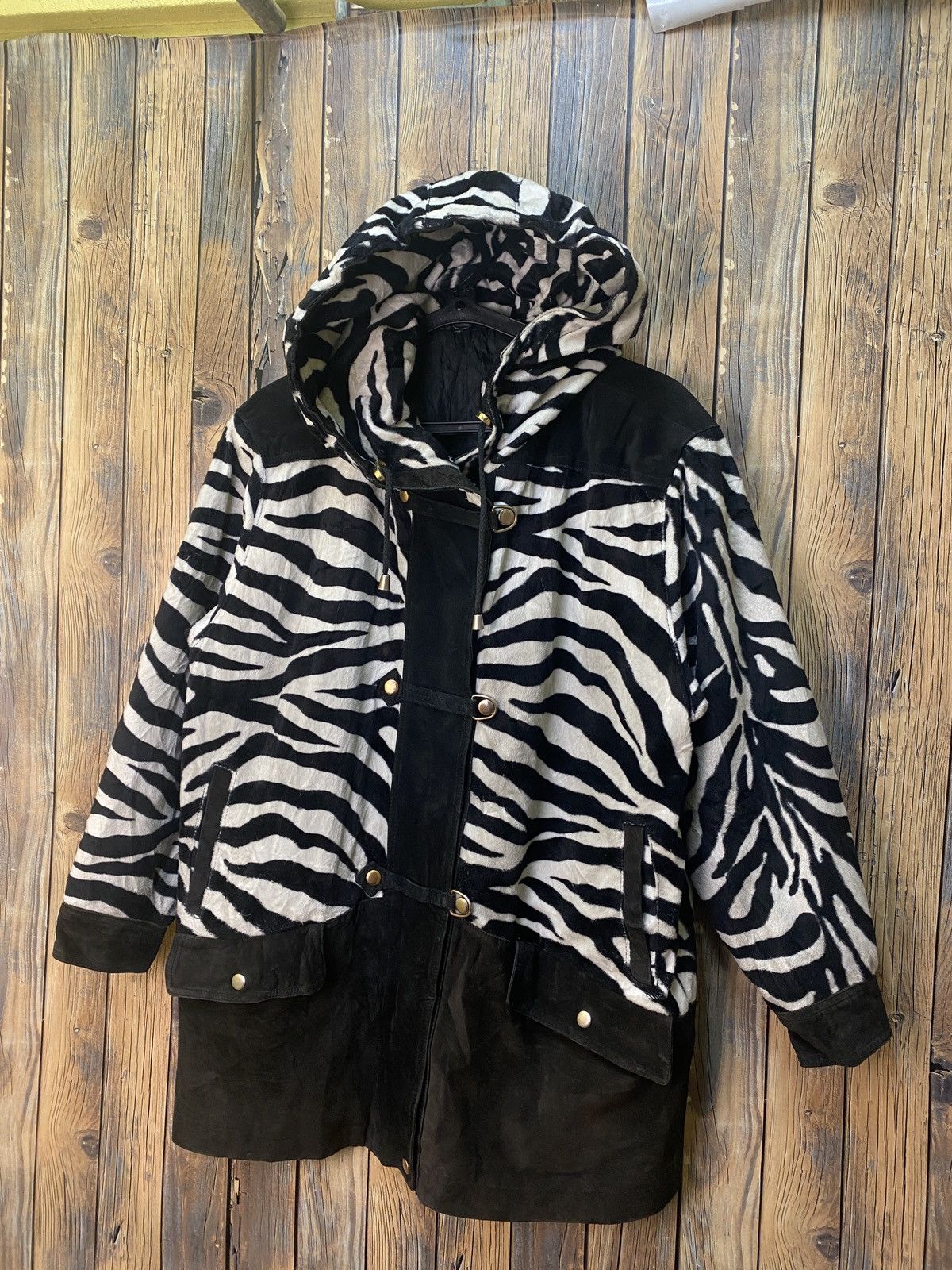 Genuine Leather Zebra stripe half leather jacket Size US L / EU 52-54 / 3 - 1 Thumbnail