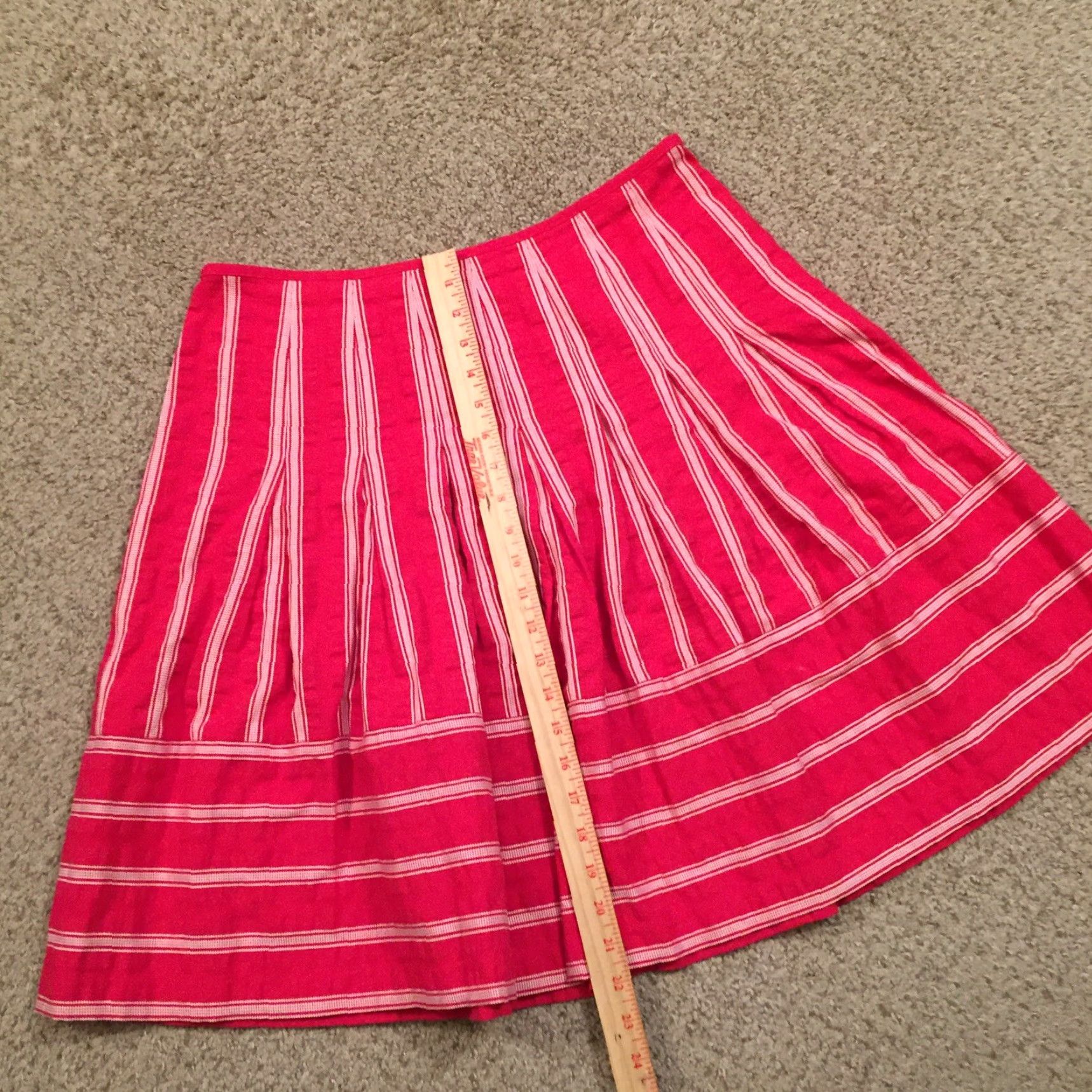 Talbots Talbots Skirt 10P Pink Striped Knee Length Unlined Flare Petites Women's Cotton Blend Zip Dry Clean Only Vintage No Size 32" / US 10 / IT 46 - 4 Thumbnail
