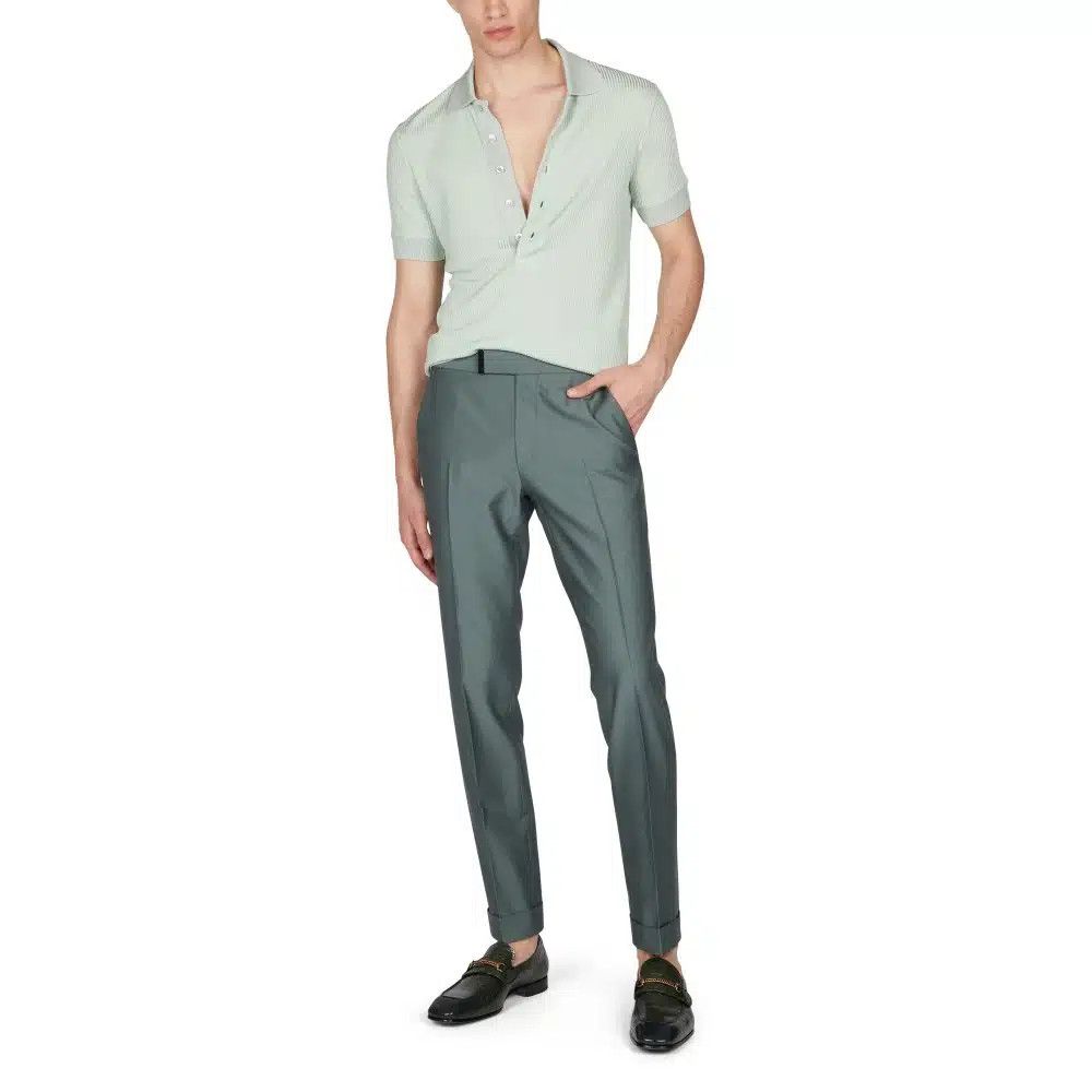 Tom Ford o1loc1c0325 PLAR05 Wool Silk Atticus Pant in Green Size US 32 / EU 48 - 2 Thumbnail