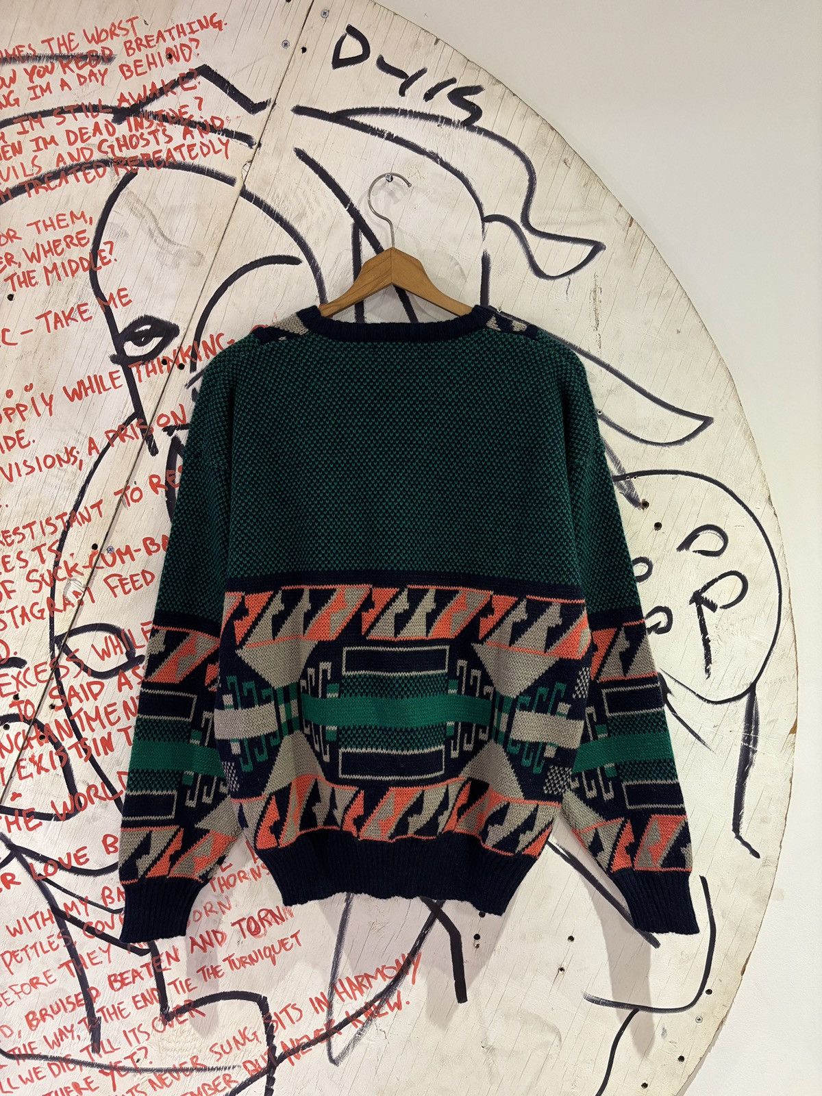 Vintage 90s John Henry Wool Blend Aztec South Western V Neck Sweater Size US M / EU 48-50 / 2 - 4 Thumbnail