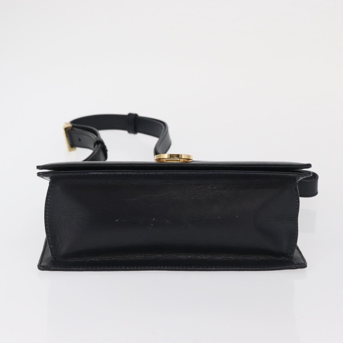 Salvatore Ferragamo Gancini Shoulder Bag Leather Navy Gold A