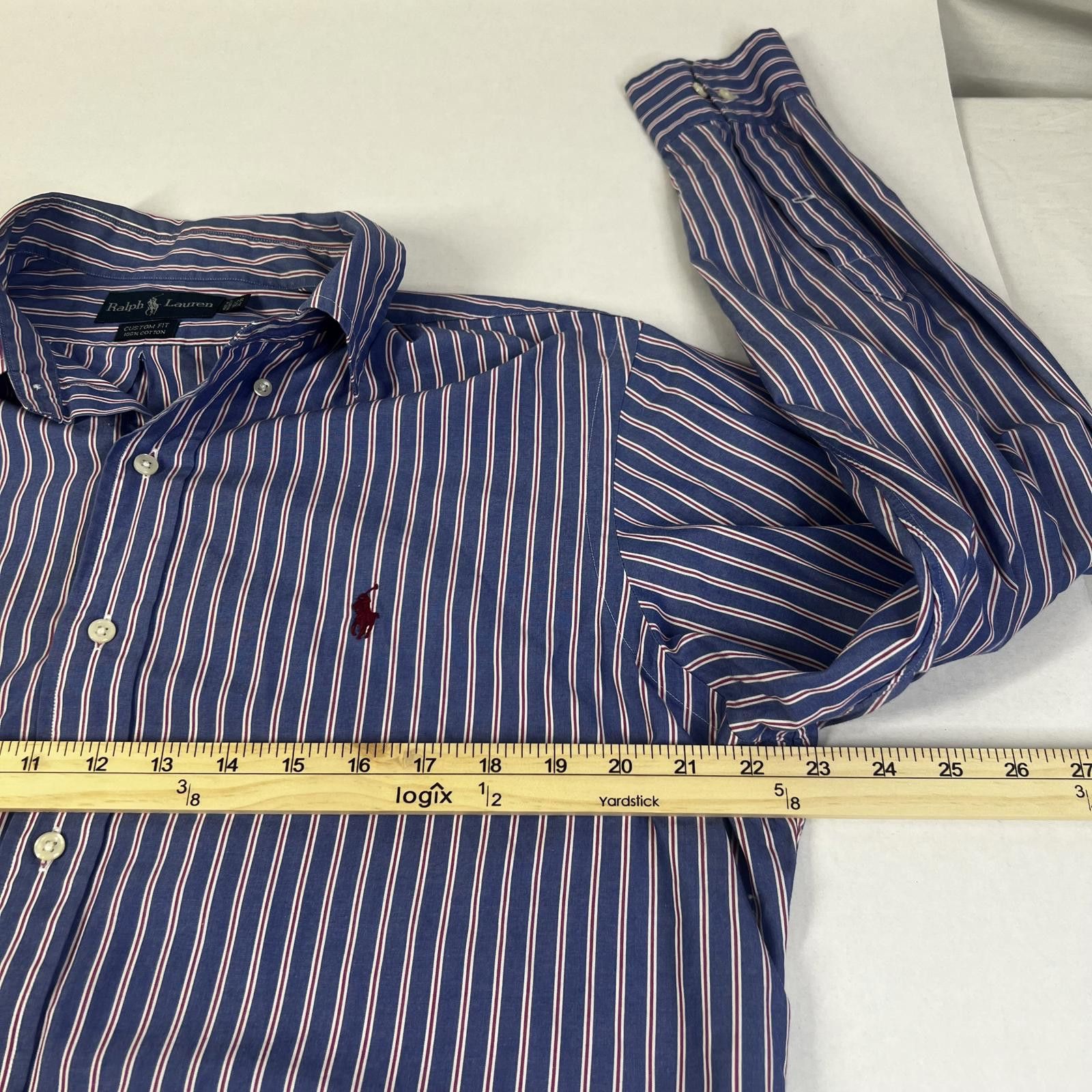 Polo Ralph Lauren Ralph Lauren Vintage Men Blue/Red/White Stripes Long Sleeves Size US XL / EU 56 / 4 - 7 Thumbnail