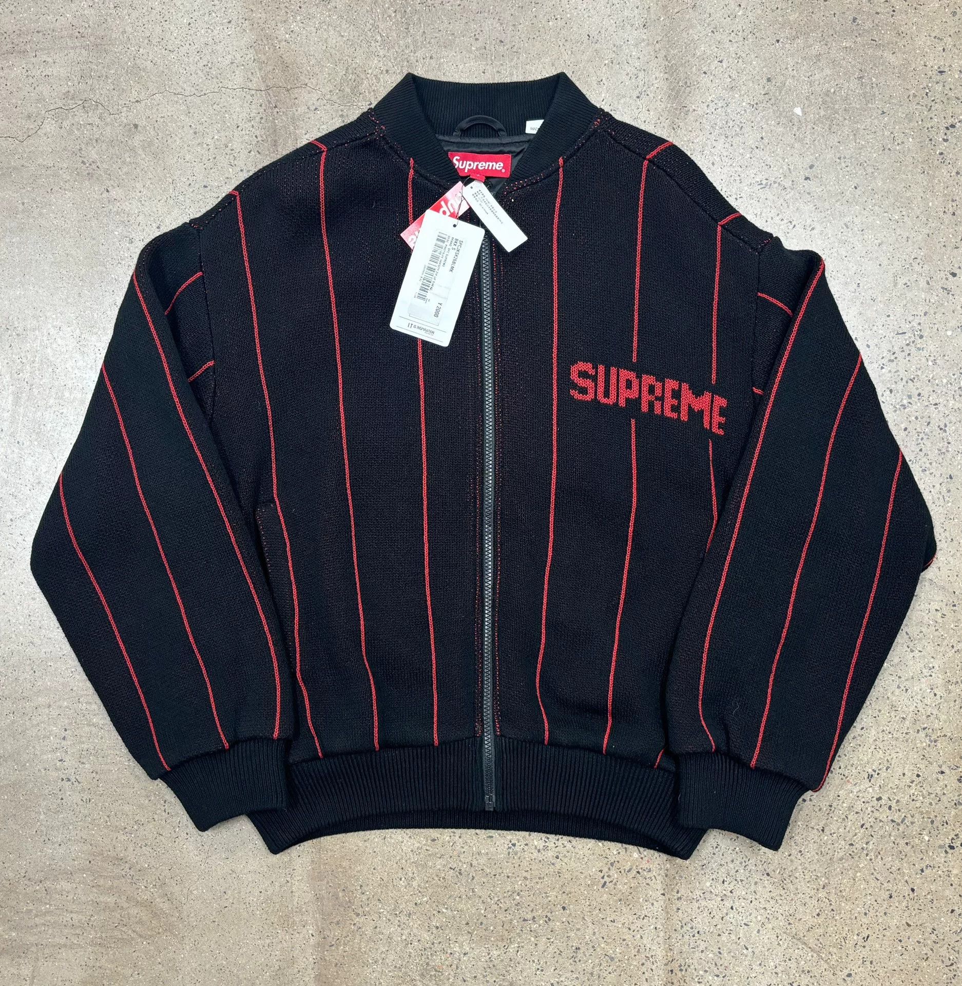 Supreme Supreme 23 Pinstripe Varsity Zip Up Sweater Size US S / EU 44-46 / 1 - 1 Thumbnail