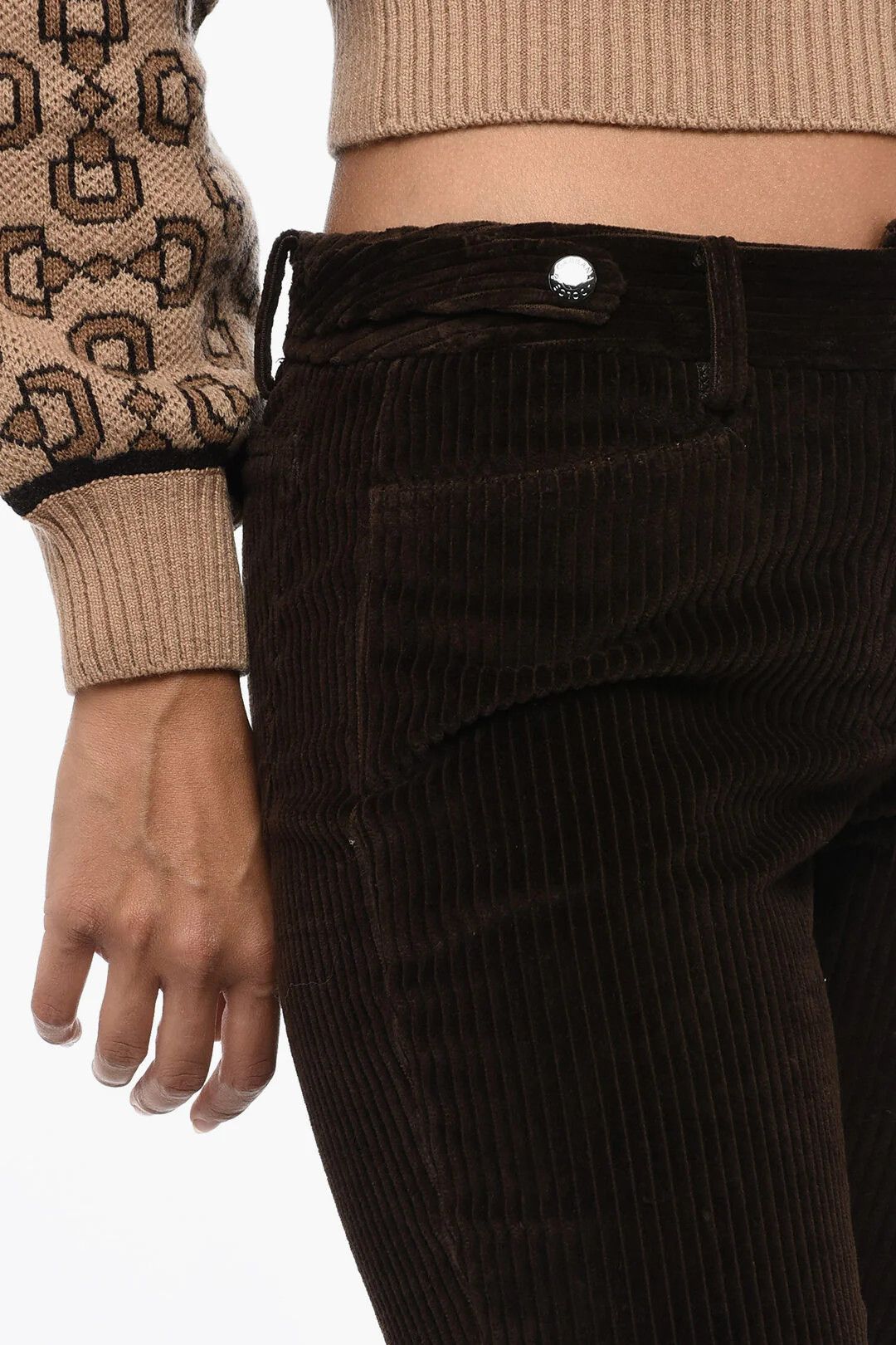 Dolce & Gabbana og1mm0426 Ribbed Velour Bootcut Pant in Brown Size 26" / US 2 / IT 38 - 4 Thumbnail