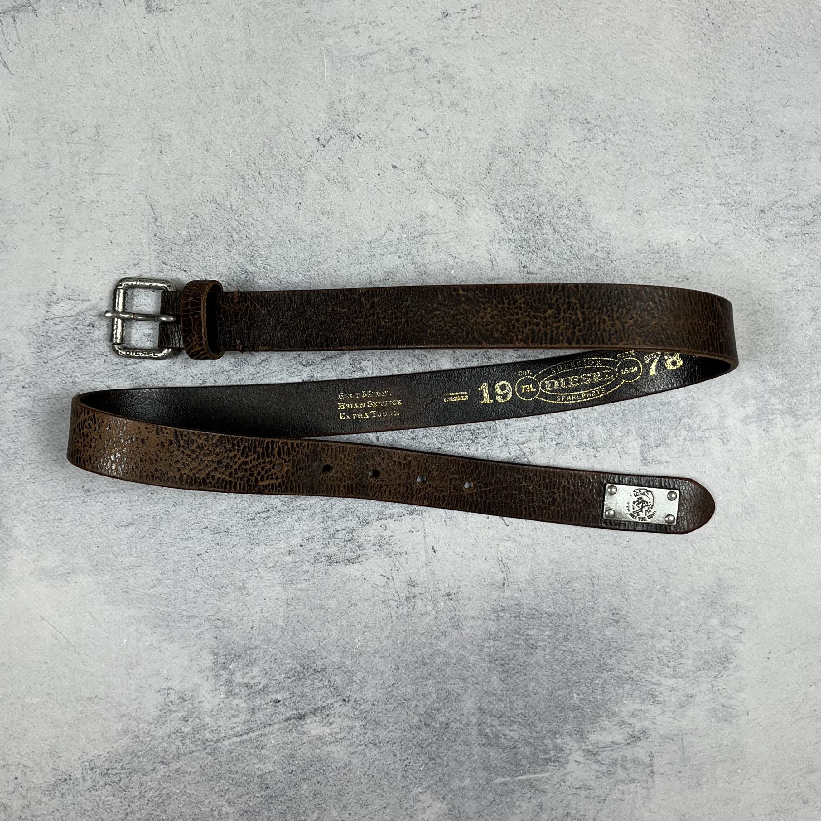 Diesel Vintage Diesel Cow Leather Y2K Brown Belt 00’s Size ONE SIZE - 3 Thumbnail