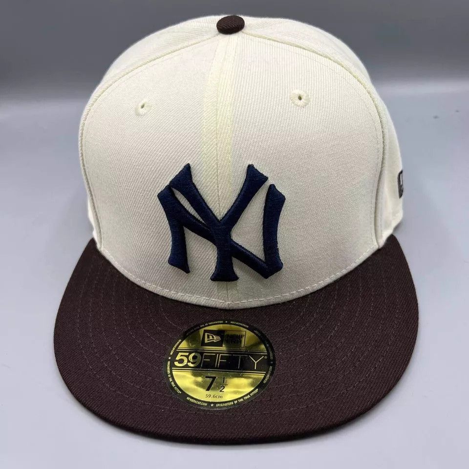 New Era New York Yankees Hat Men 7 1/2 59Fifty New Era MLB Fitted Size ONE SIZE - 3 Thumbnail