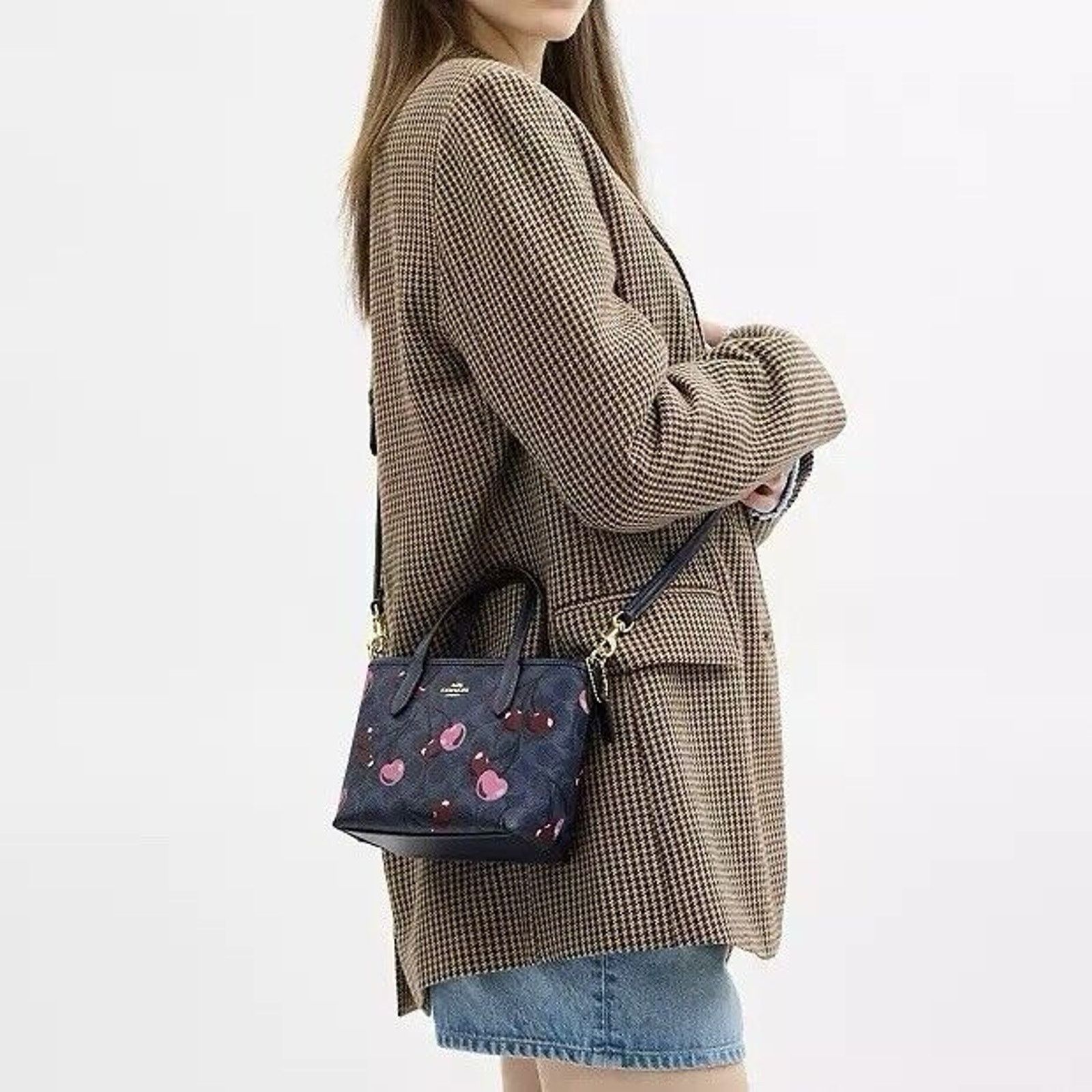 Coach NWT Coach City Mini Tote Bag Signature Canvas Cherry Print Size ONE SIZE - 7 Thumbnail