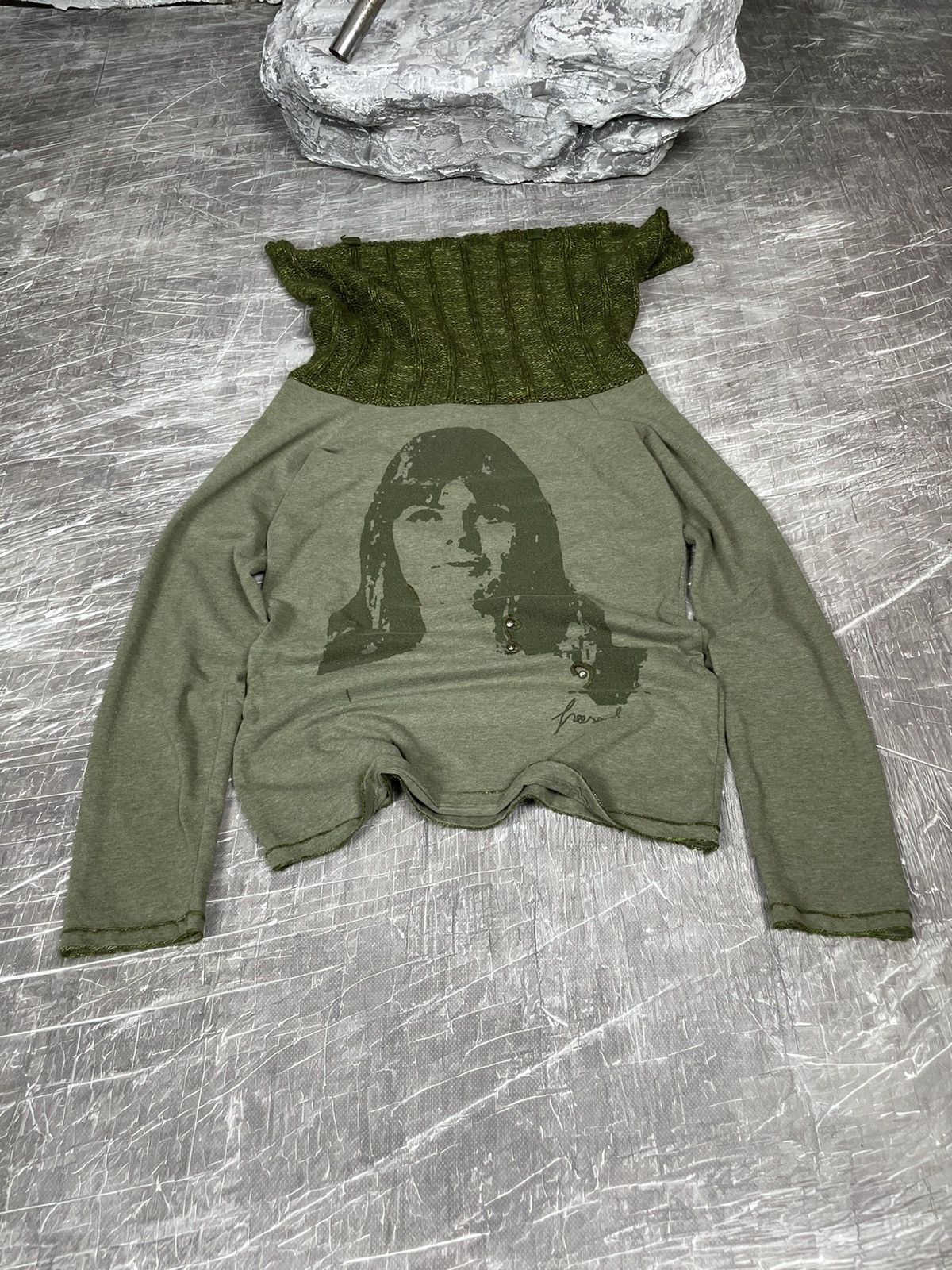 20471120 × Hysteric Glamour × Japanese Brand 2000s Y2K Wide Knit Neck Long Sleeve Beauty Beast Punk Vibe Size US S / EU 44-46 / 1 - 4 Thumbnail