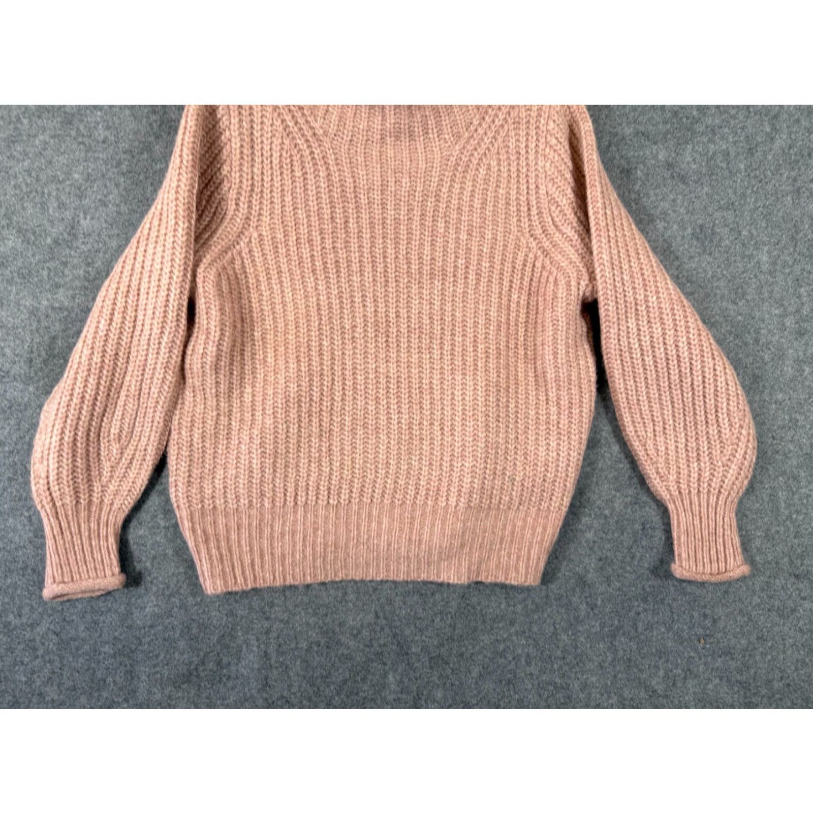 Madewell Madewell Pullover Sweater Womens S Pink Wool Blend Mock Neck Chunky-Knit Long Sleeve Womens Size S / US 4 / IT 40 - 4 Thumbnail